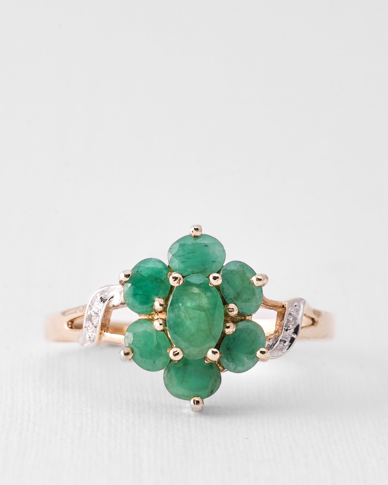 Amaris | Vintage Smaragd & Diamant Cluster Ring