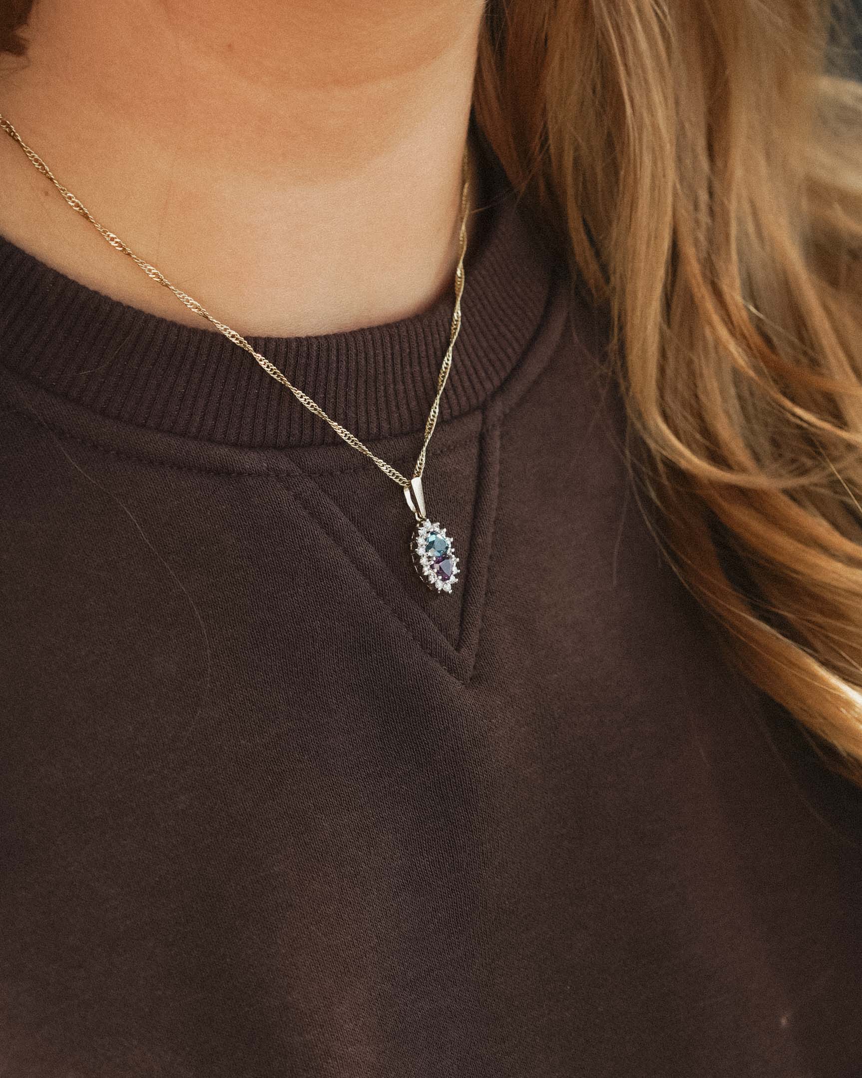 Noeline | Vintage Amethist, Topaas en Witte Saffier Hanger