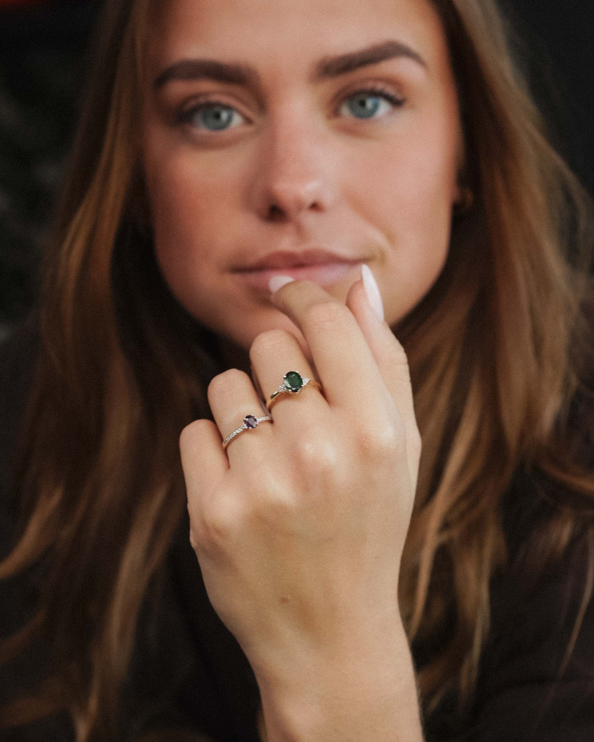 Junia | Vintage Spinel Solitair & Diamant Details Ring