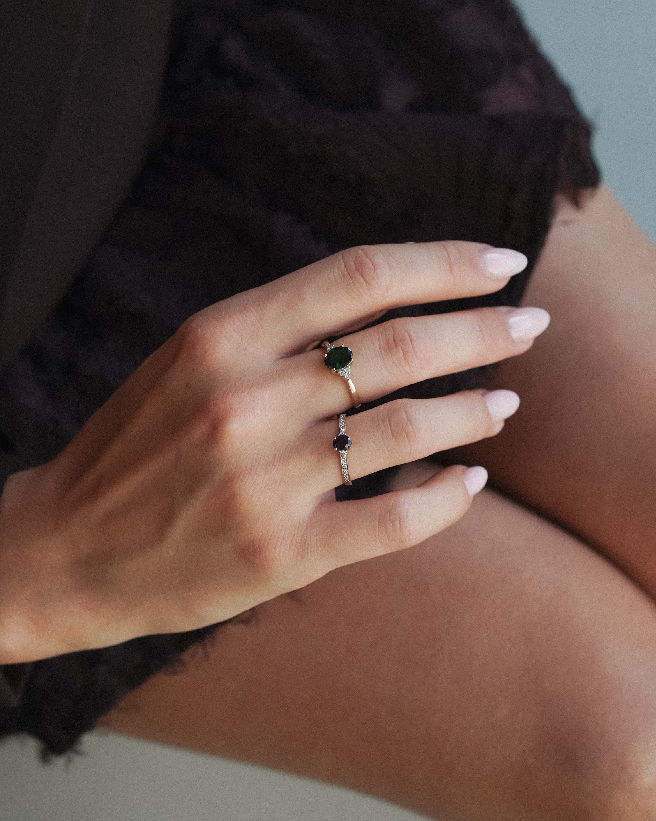 Junia | Vintage Spinel Solitair & Diamant Details Ring