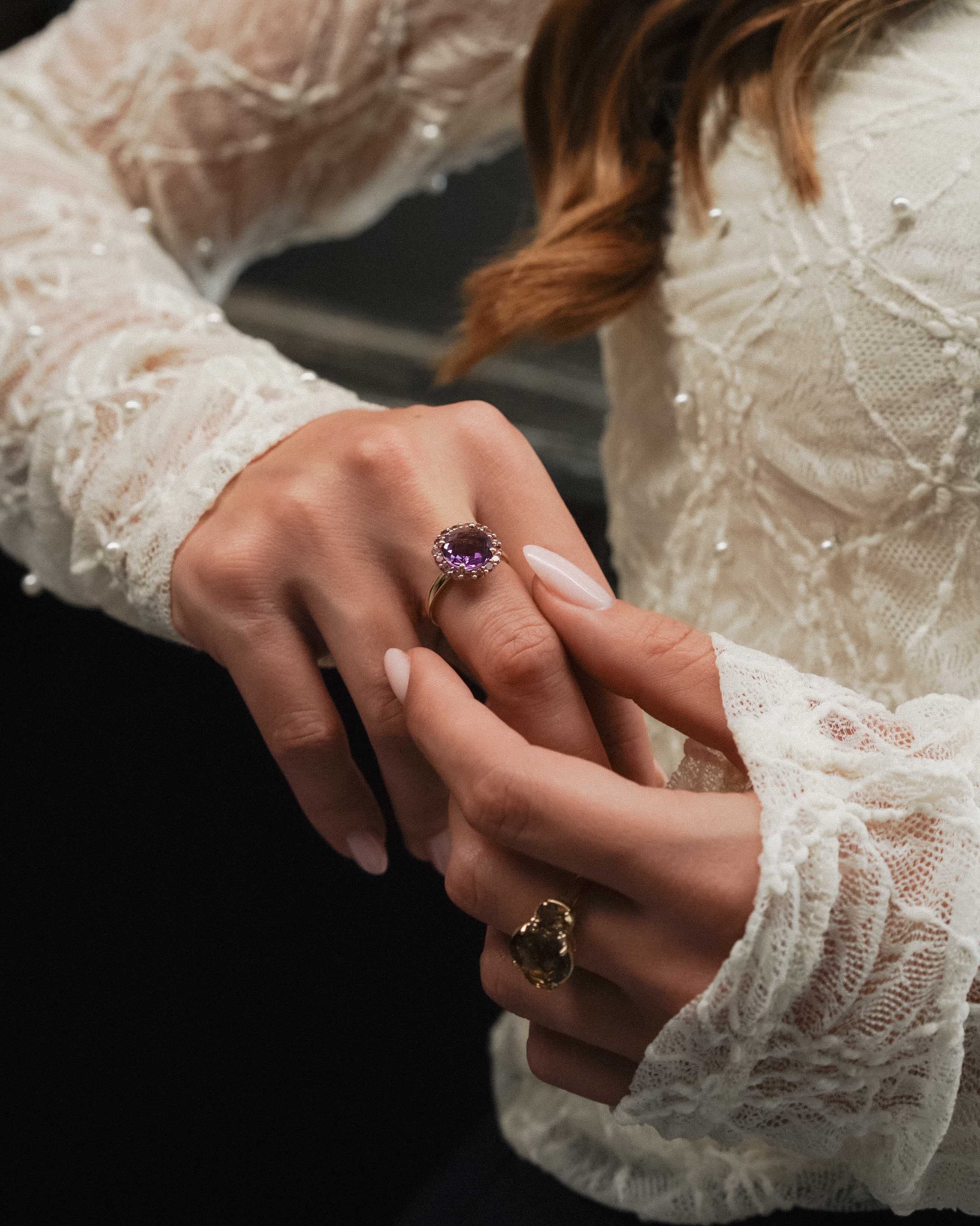 Isoria | Vintage Amethist & Toermalijn Cluster Ring