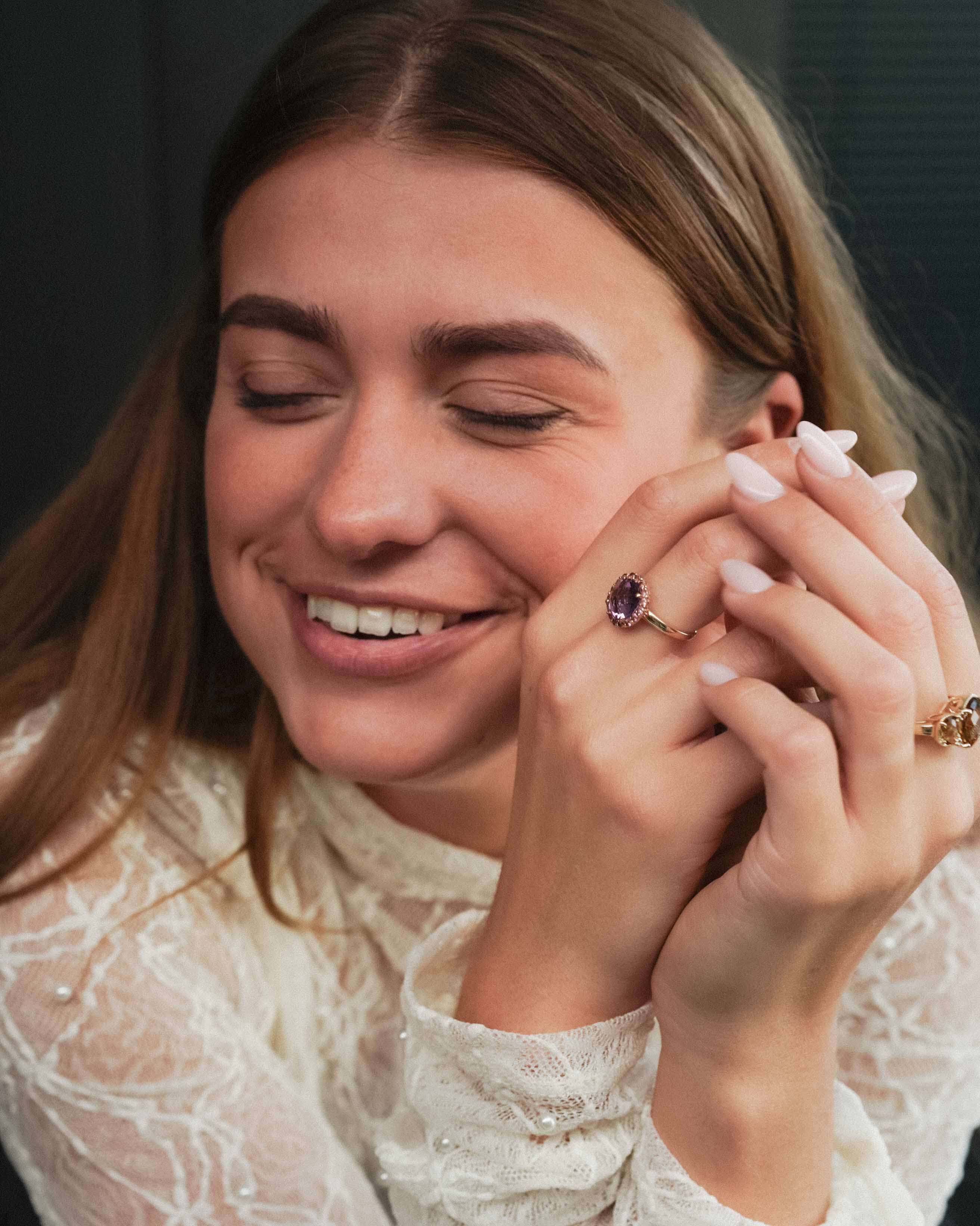 Isoria | Vintage Amethist & Toermalijn Cluster Ring