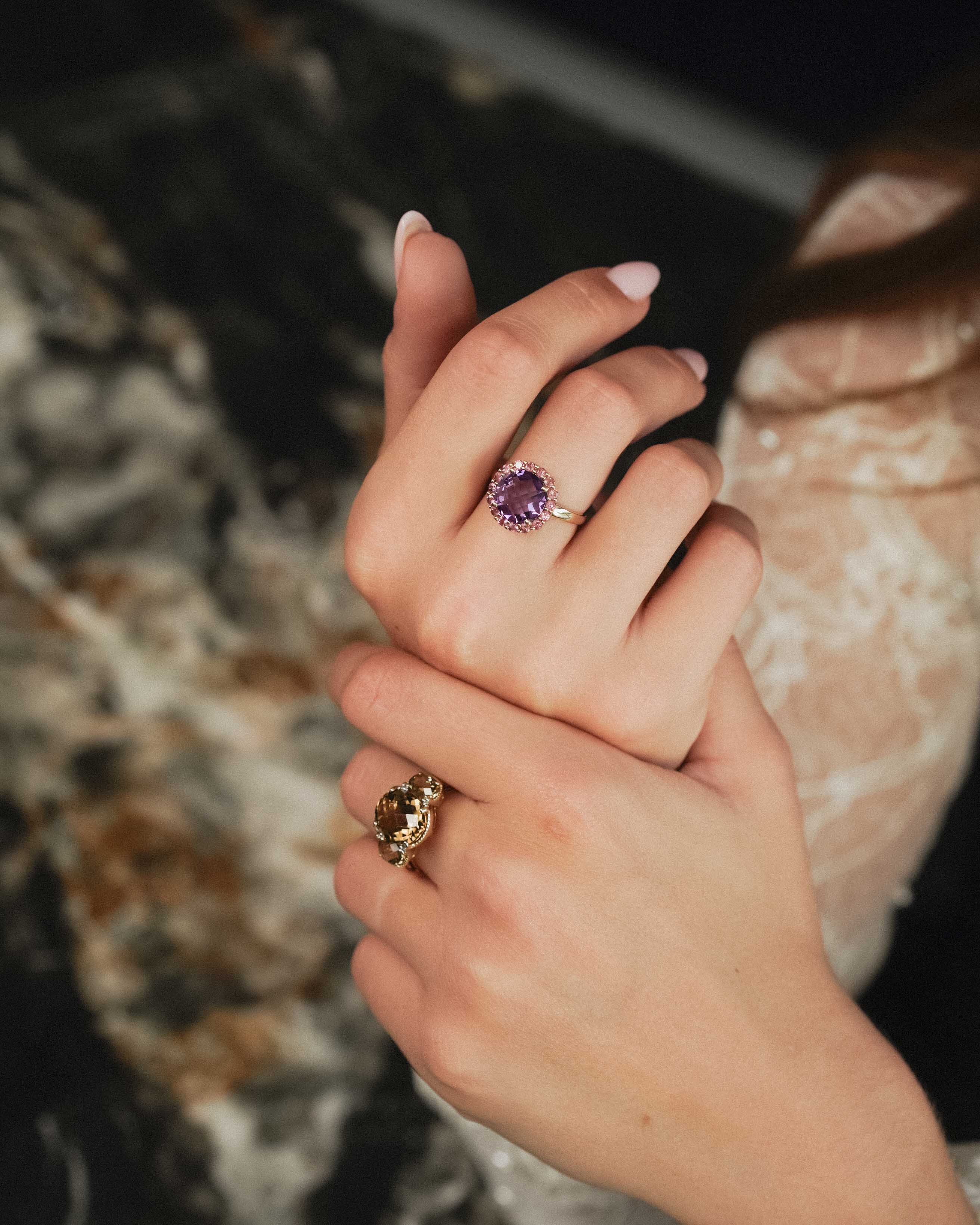 Isoria | Vintage Amethist & Toermalijn Cluster Ring