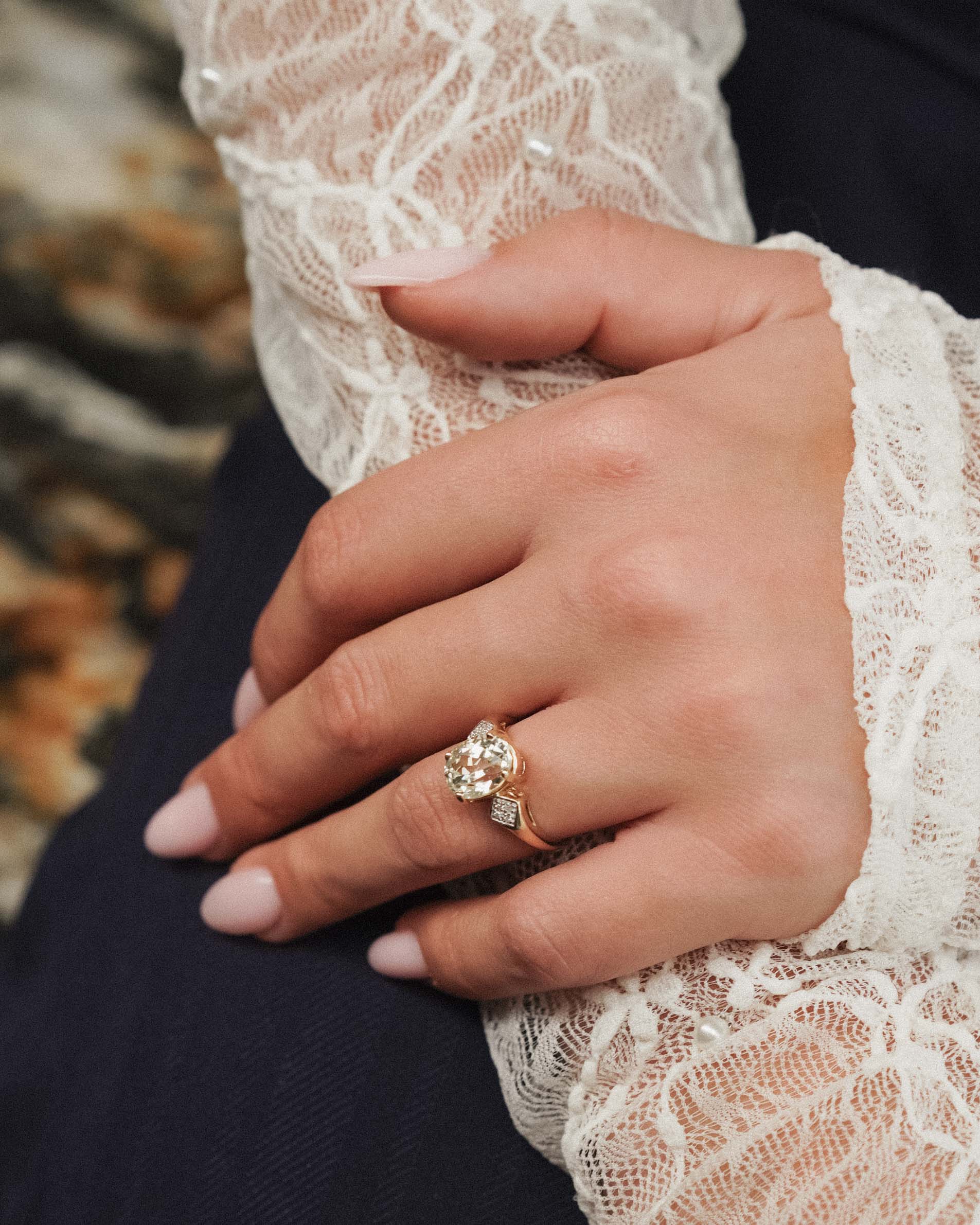 Thalina | Vintage Kwarts & Diamant Cluster Ring