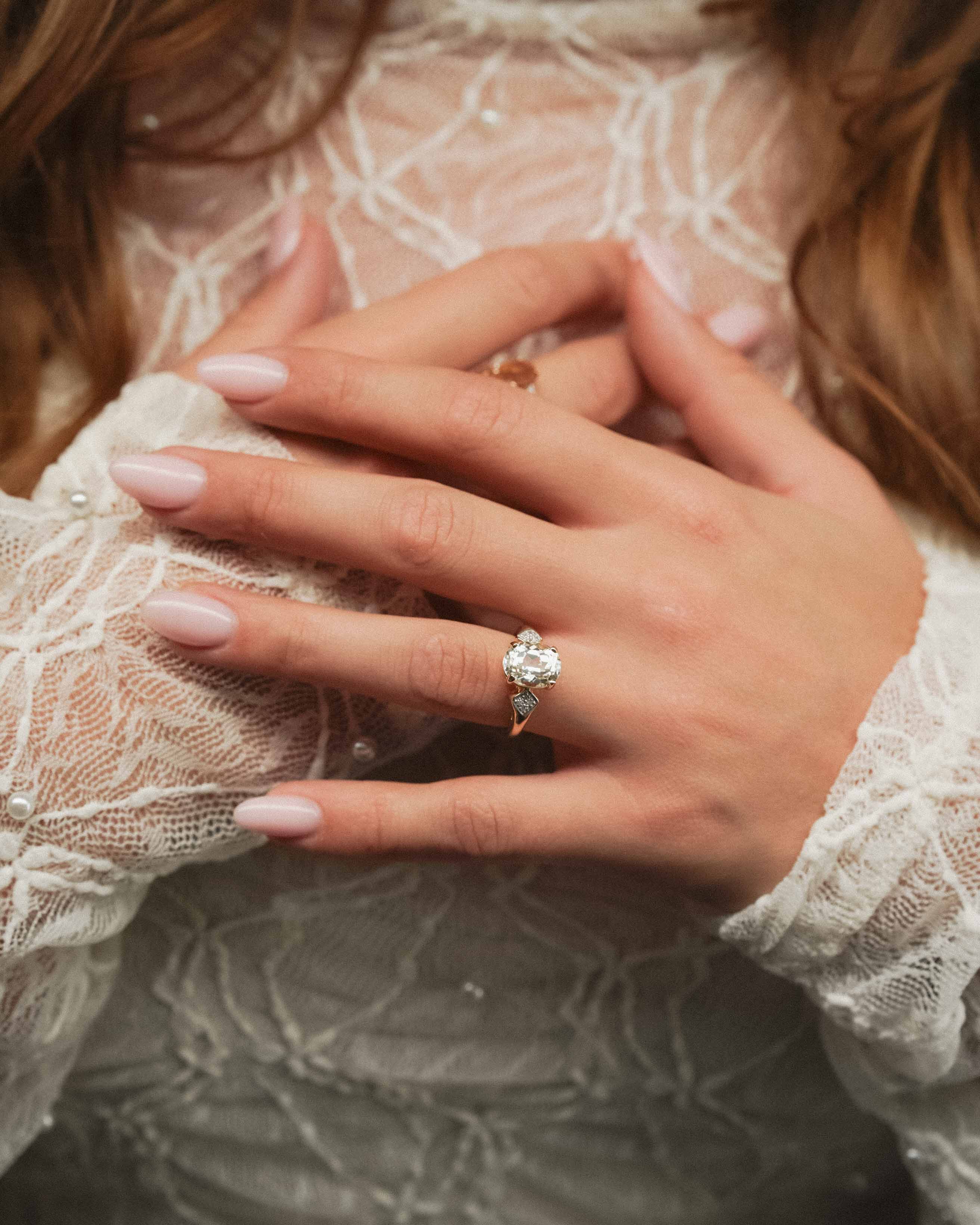 Thalina | Vintage Kwarts & Diamant Cluster Ring