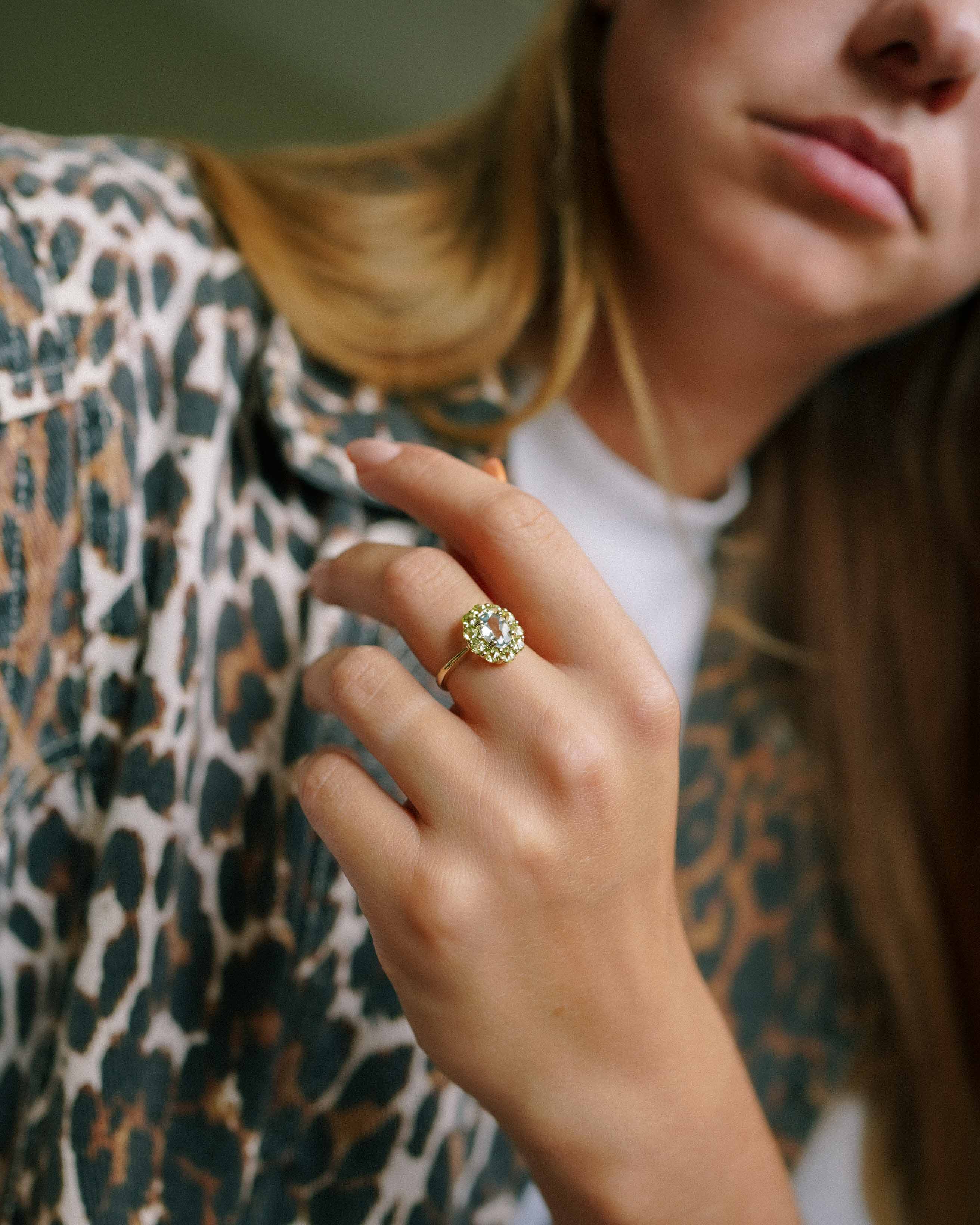 Nela | Vintage Topaas & Peridoot Cluster Ring