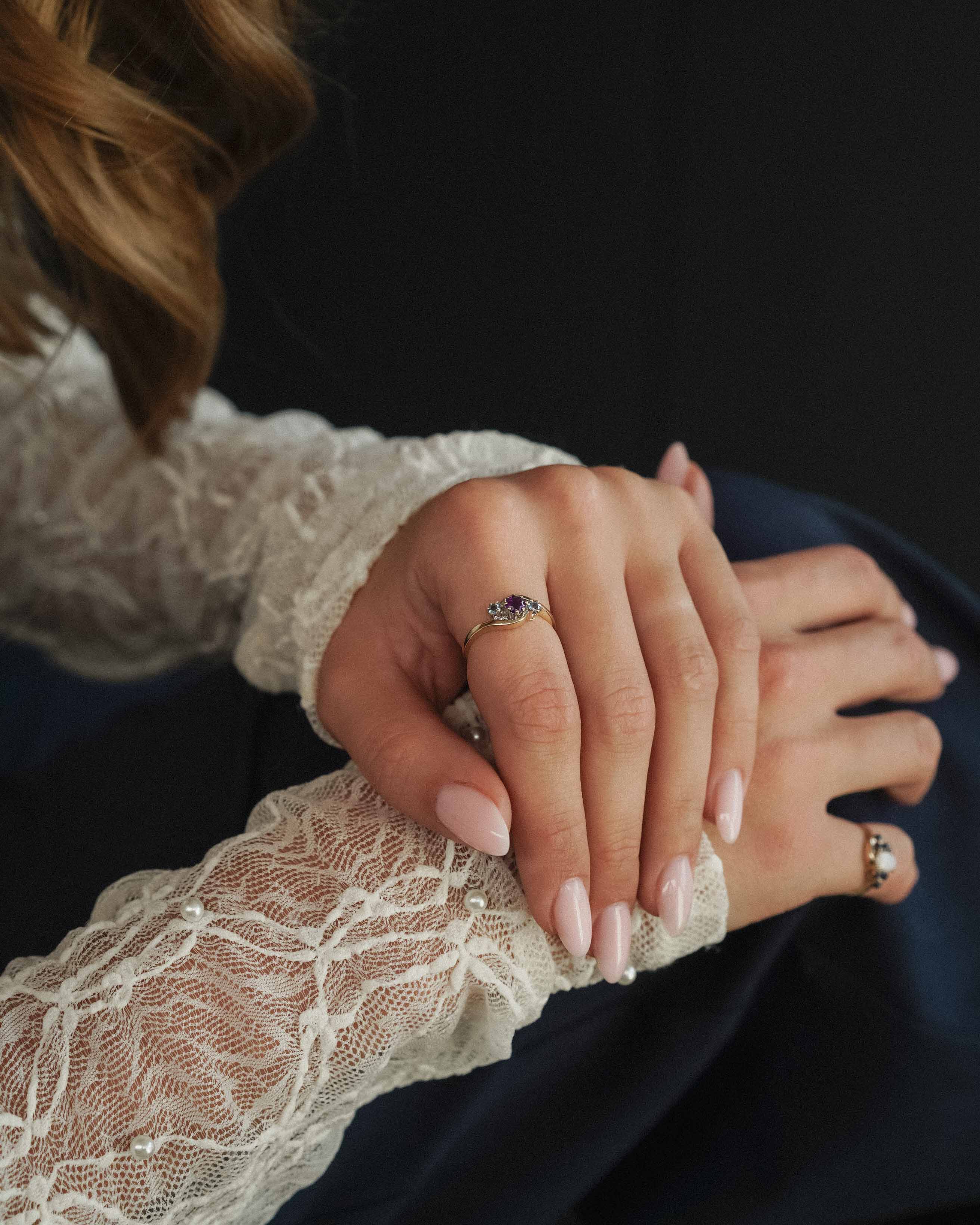 Amarae | Vintage Amethist & Topaas Driesteen Ring