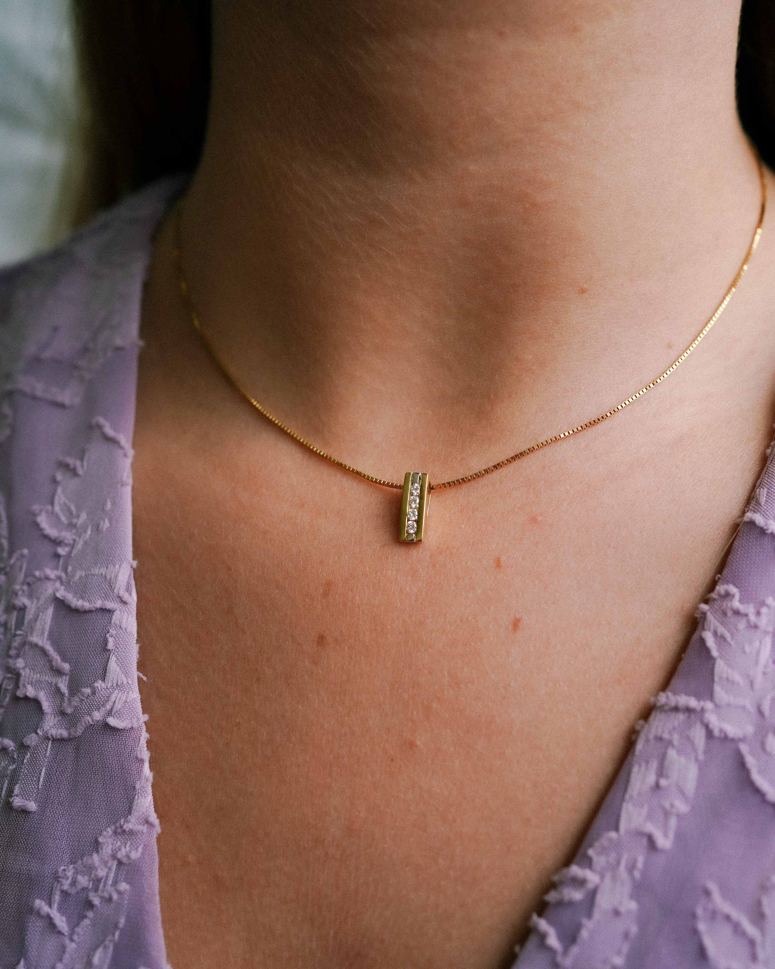 Calista | 14K Wit & Geel Gouden (0.16 kt) Diamanten Hanger