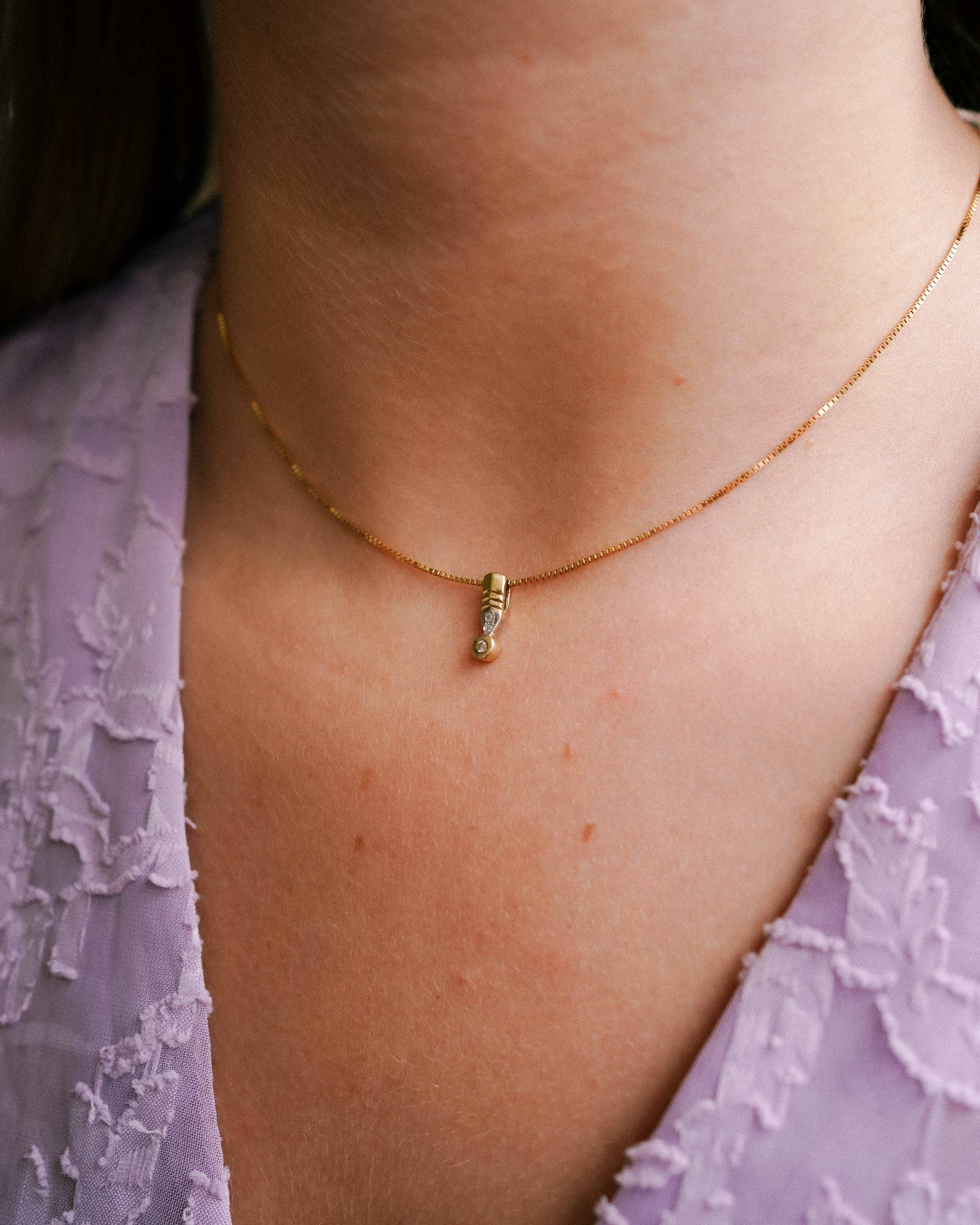 Aurelia | 14K Wit & Geel Gouden Diamanten (0.08ct) Hanger