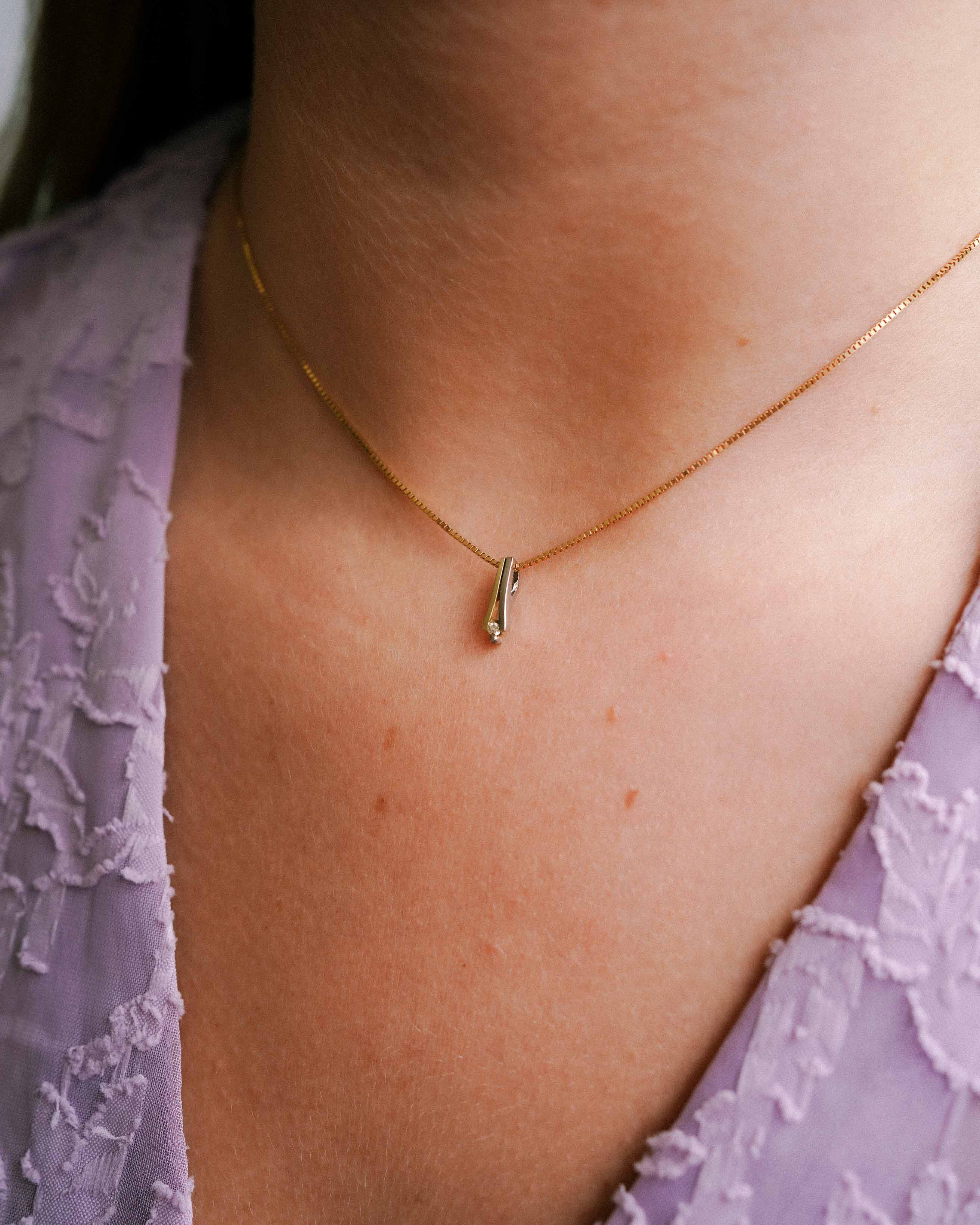 Cleo | 14K Wit & Geel Gouden Diamanten (0.03ct) Hanger