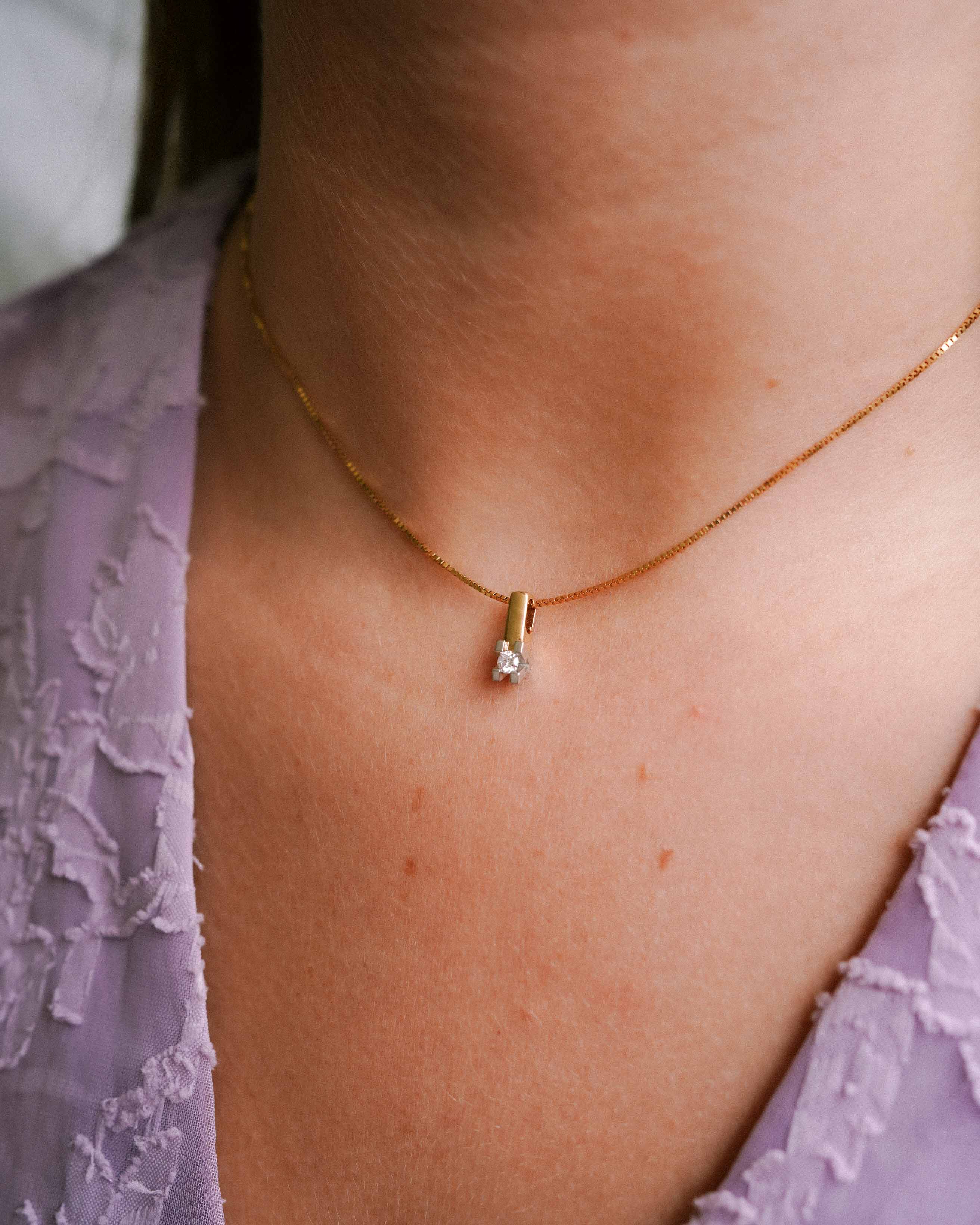 Liora | 14K Wit & Geel Gouden Diamanten (0.1ct) Hanger