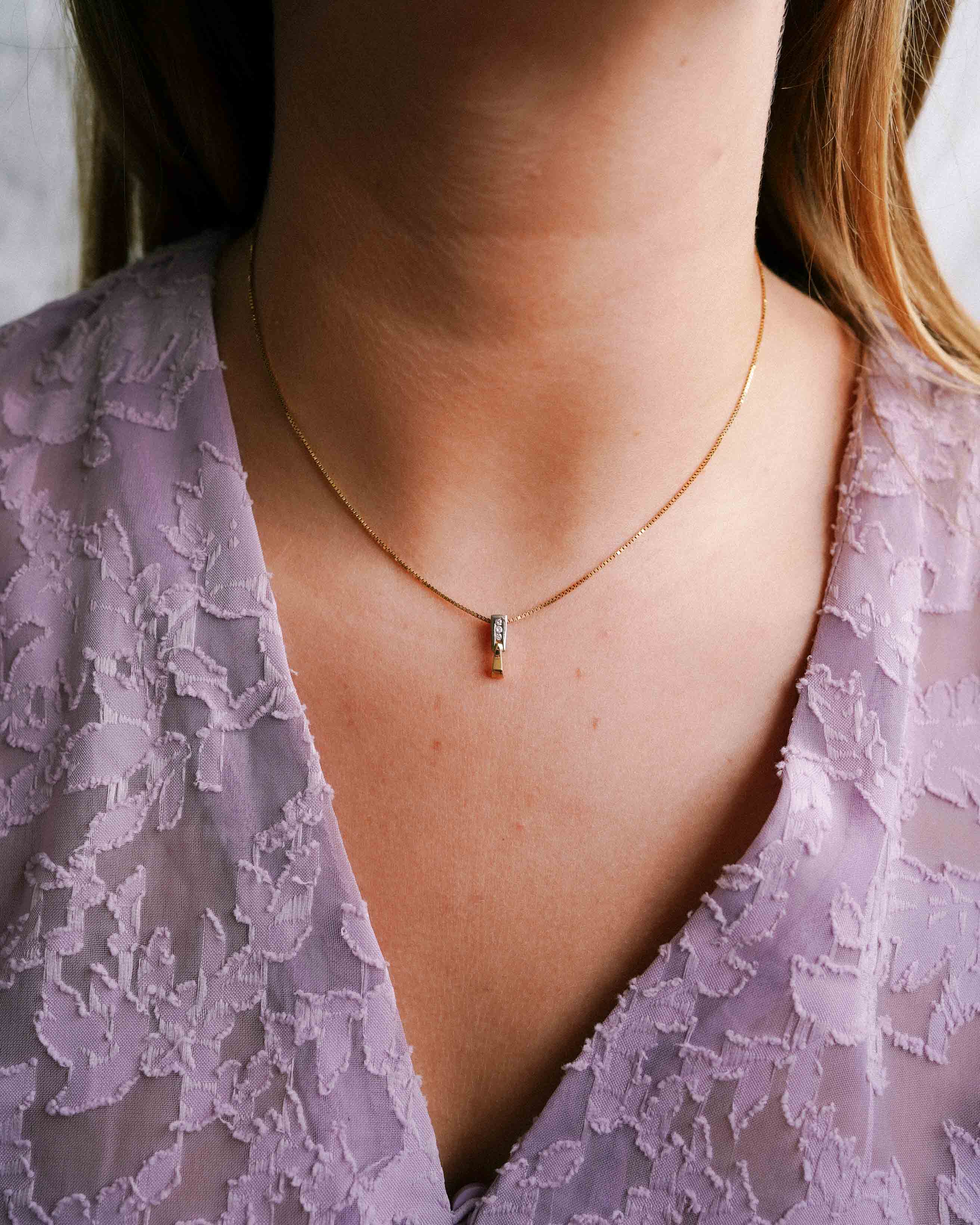 Tahlia | 14K Wit & Geel Gouden Diamanten (0.04ct) Hanger