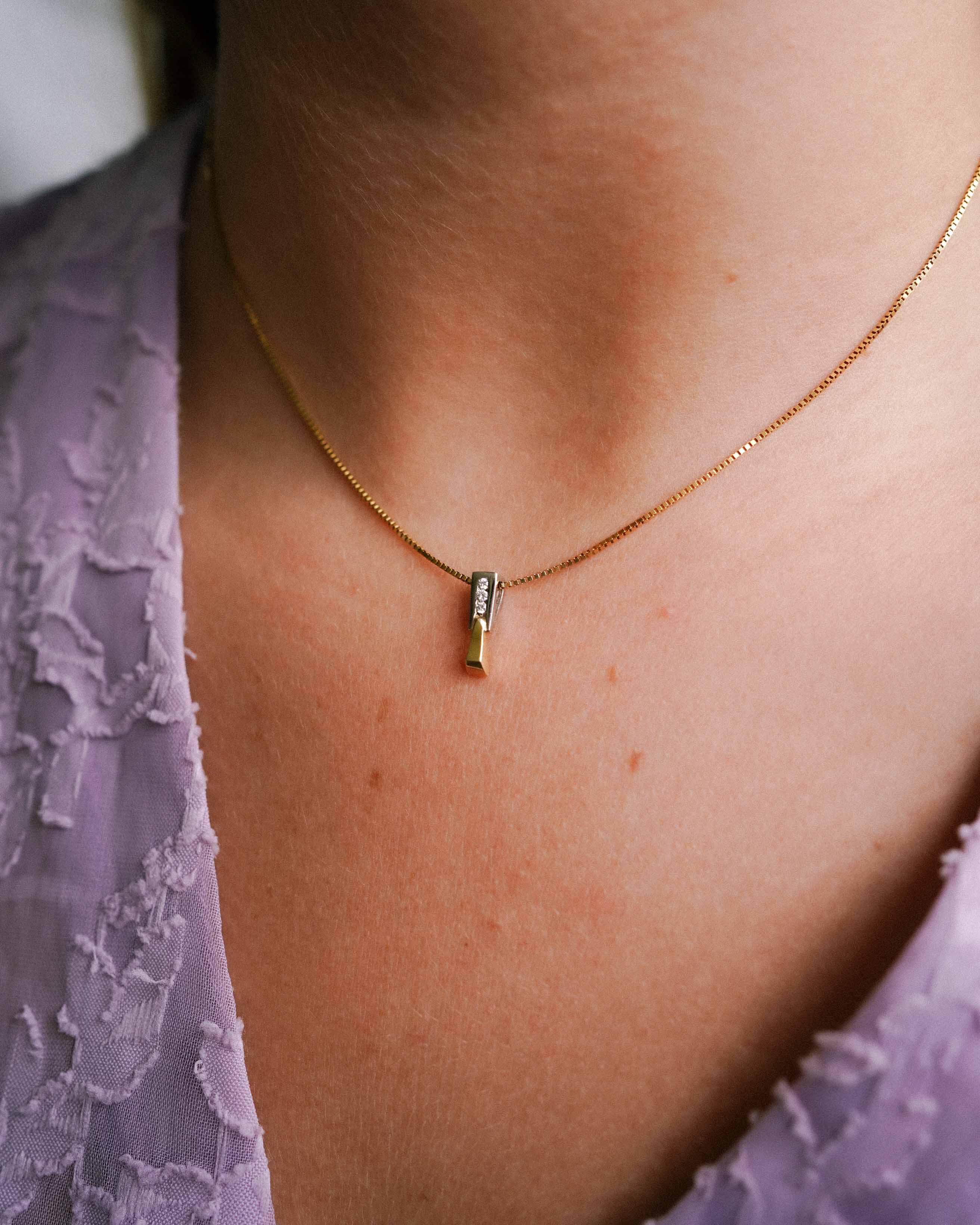Tahlia | 14K Wit & Geel Gouden Diamanten (0.04ct) Hanger