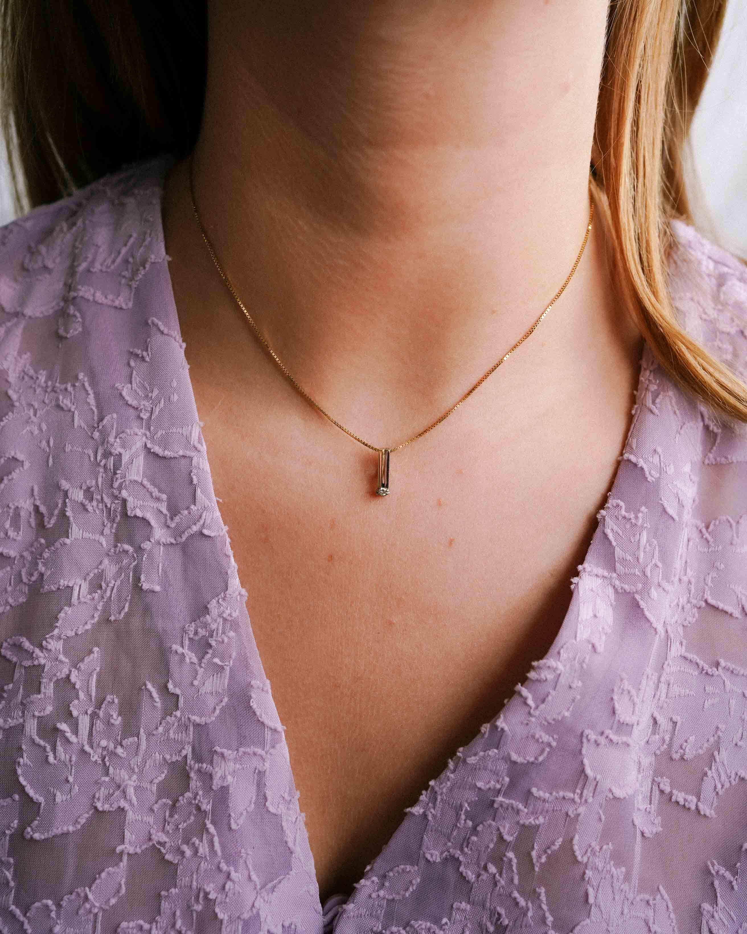 Noemi | 14K Wit & Geel Gouden (0.05 kt) Diamanten Hanger
