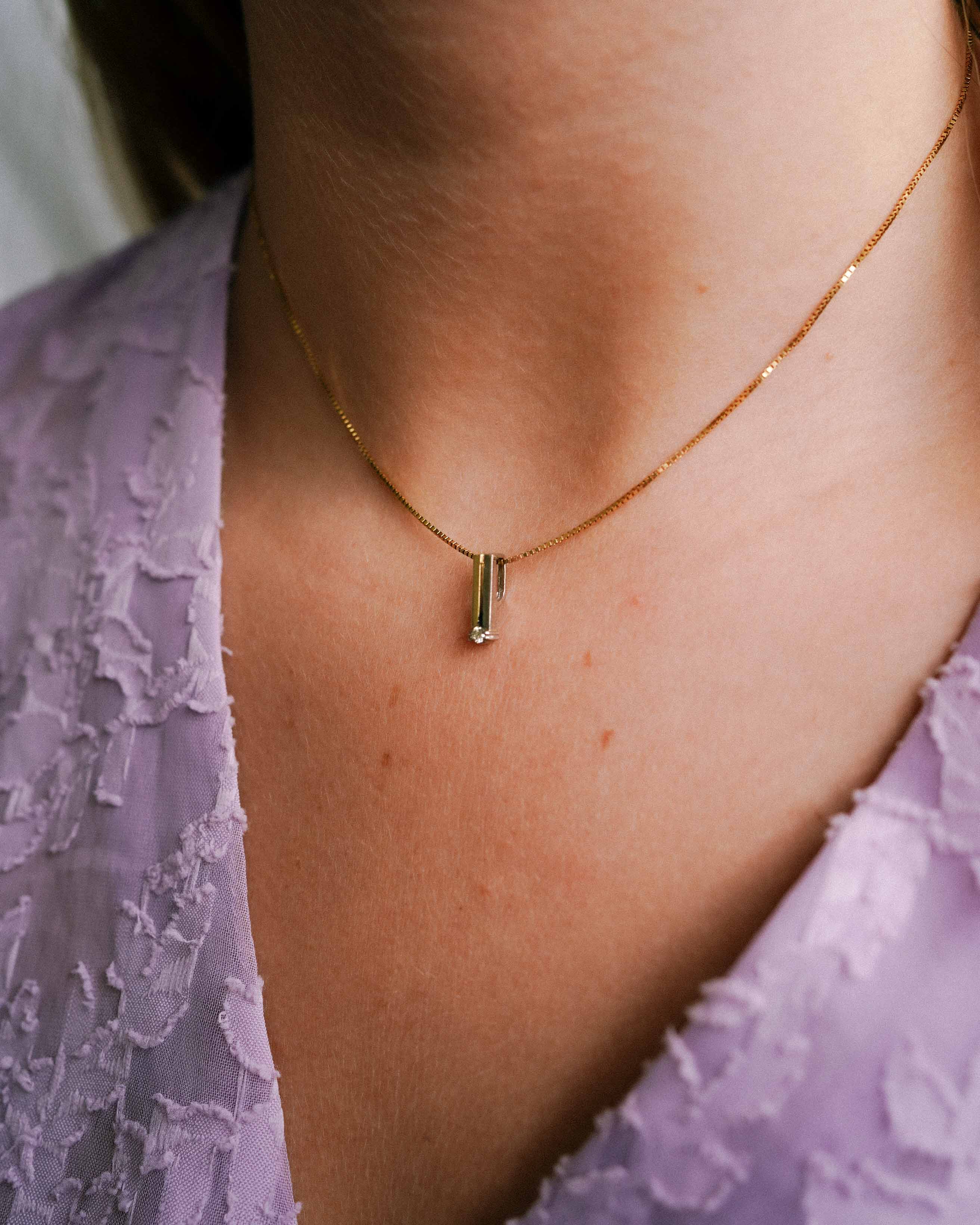 Noemi | 14K Wit & Geel Gouden (0.05 kt) Diamanten Hanger