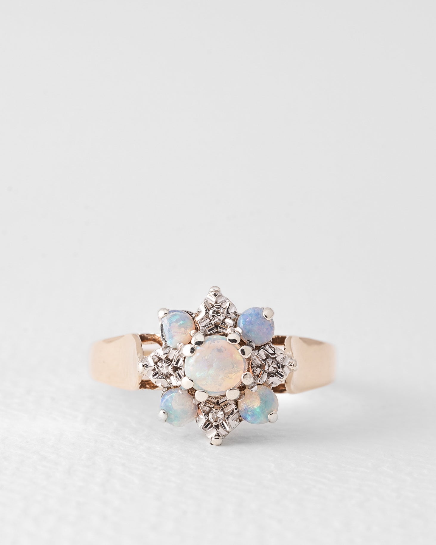 Zuri | Vintage Opaal & Diamant Cluster Ring