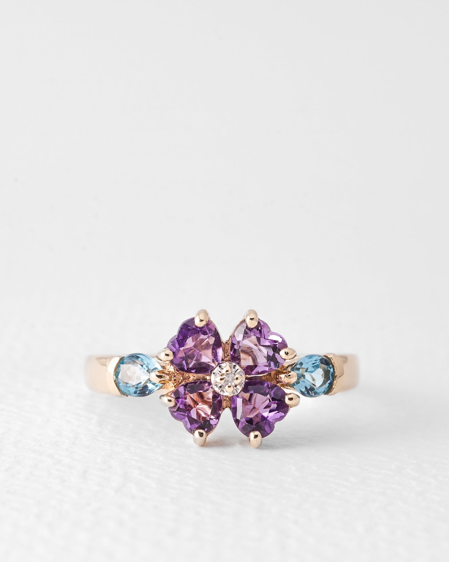 Alix | Vintage Amethist, Topaas & Diamant Bloem Ring