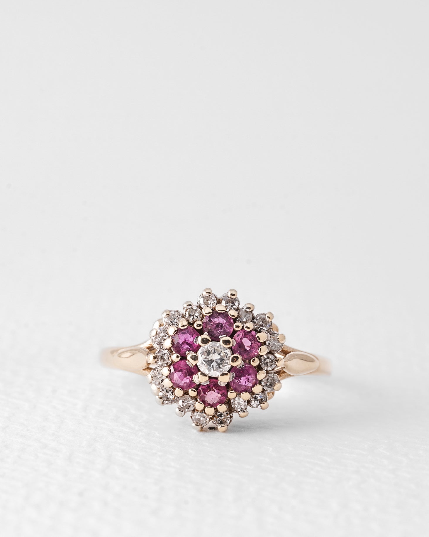Mela | Vintage Robijn & Diamant Cluster Ring