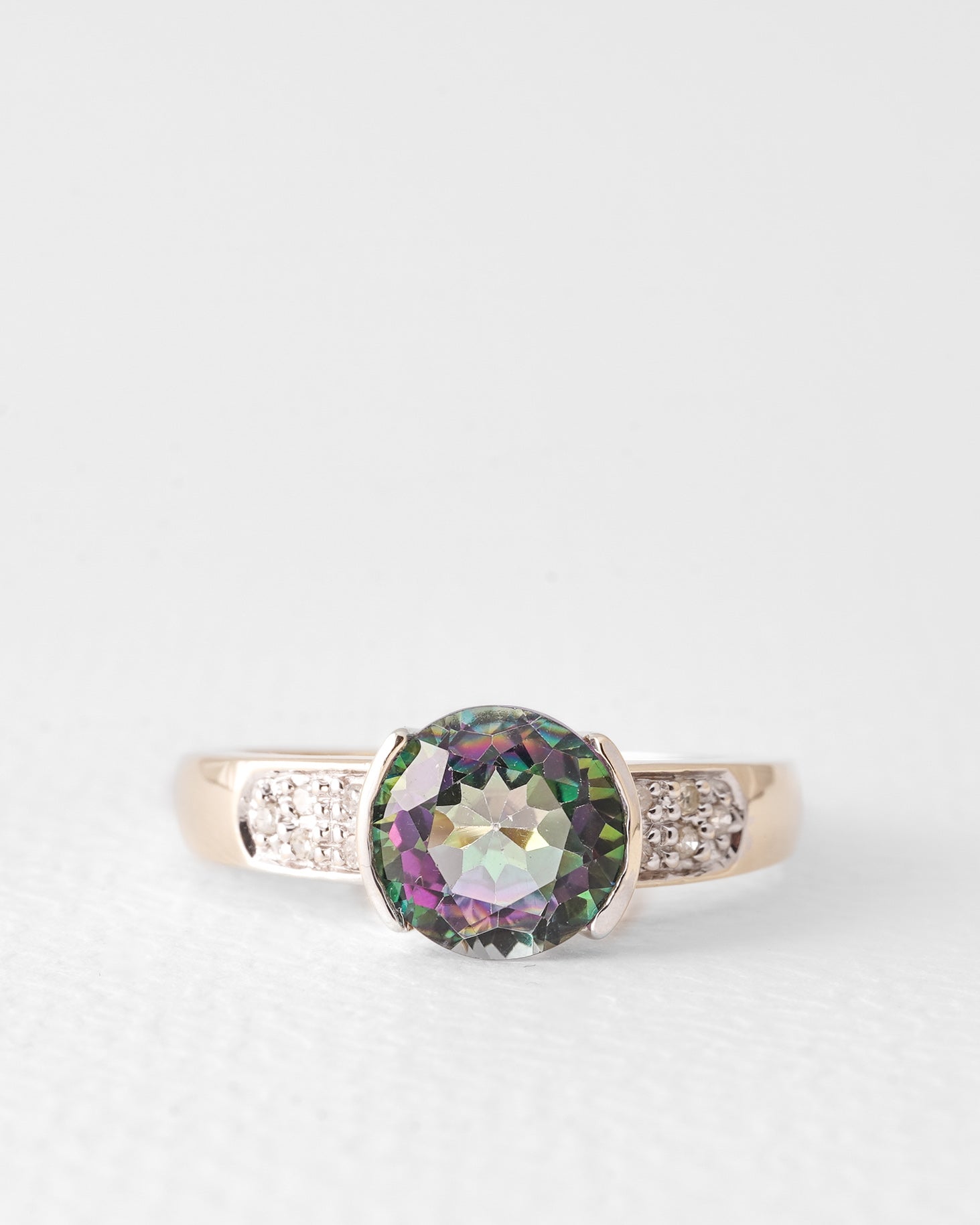 Tova | Vintage Mystiek Topaas & Diamant Cluster Ring