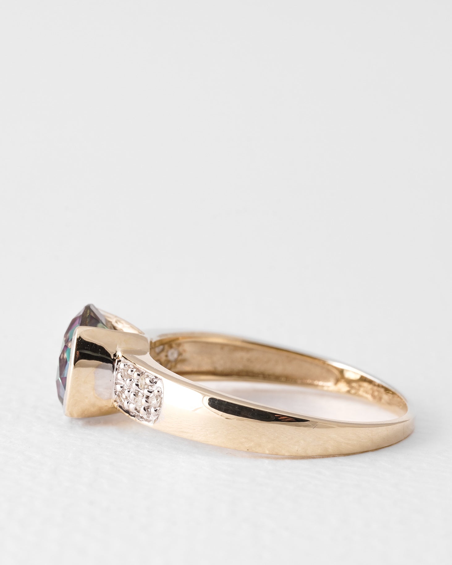 Tova | Vintage Mystiek Topaas & Diamant Cluster Ring