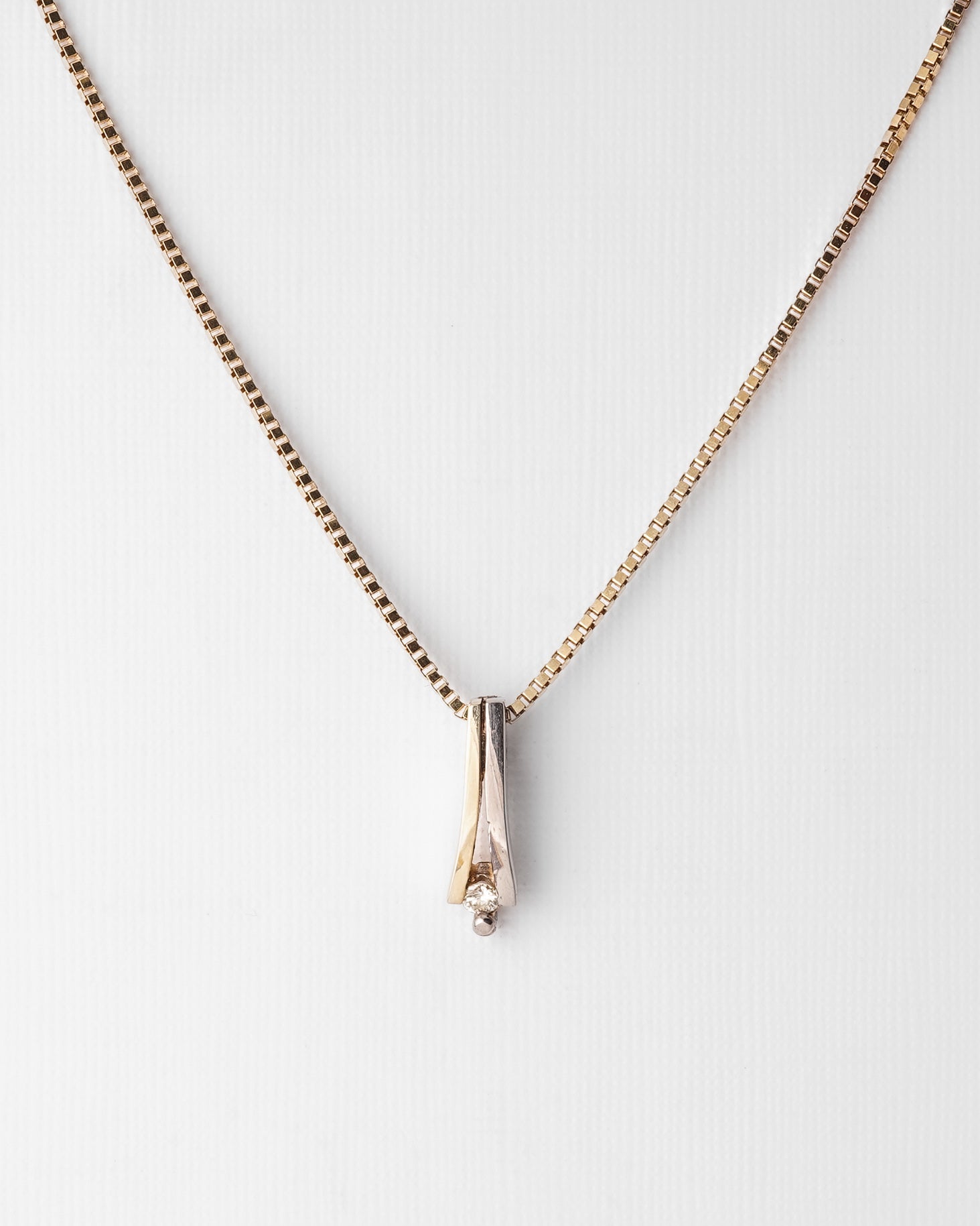 Cleo | 14K Wit & Geel Gouden Diamanten (0.03ct) Hanger
