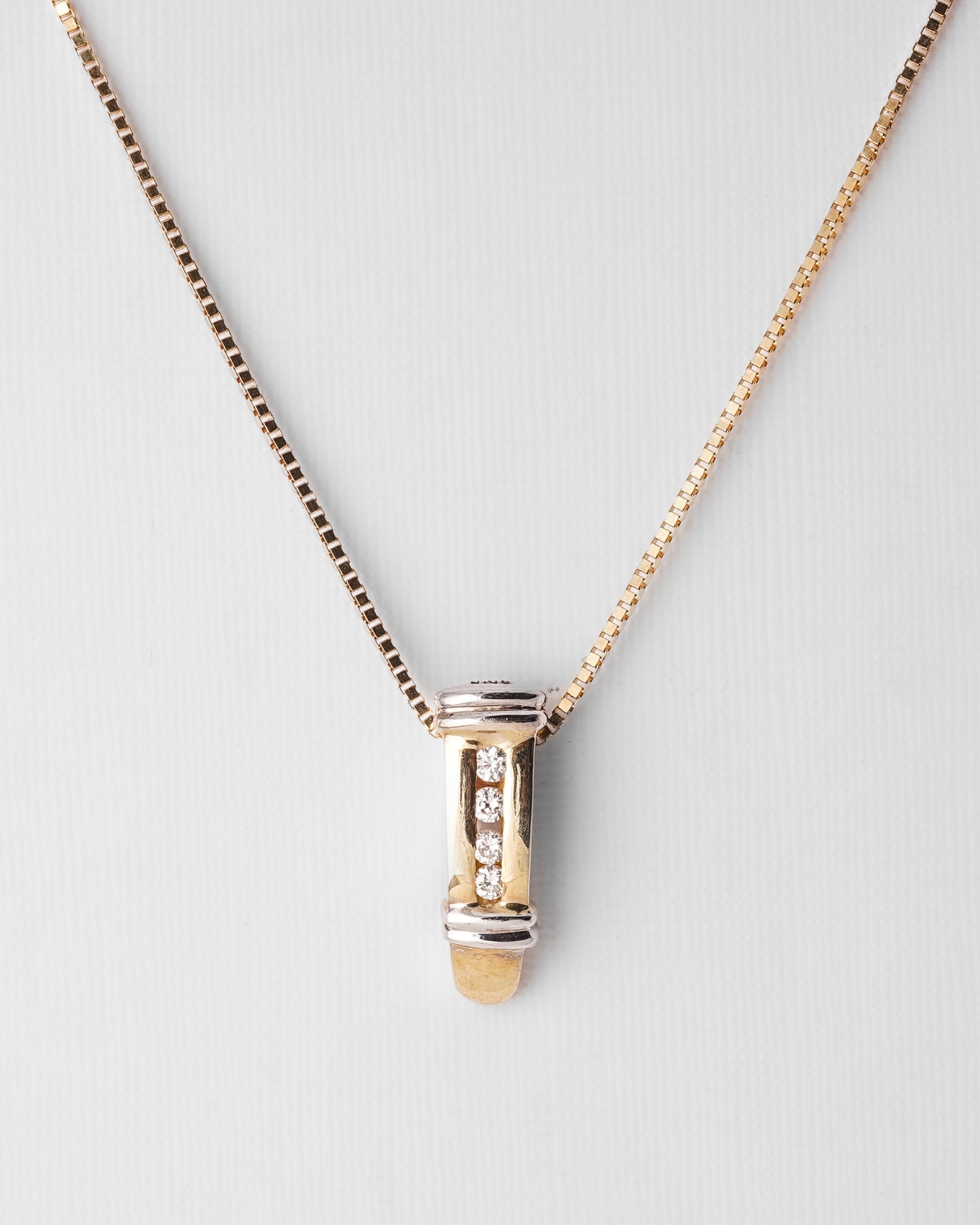 Roselle | 14K Wit & Geel Gouden (0.03ct) Diamanten Hanger