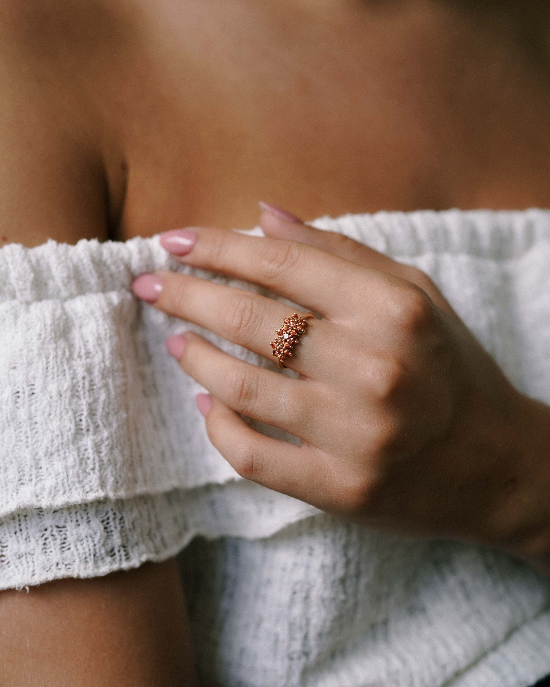 Lume | Vintage Oranje Saffier Cluster Ring
