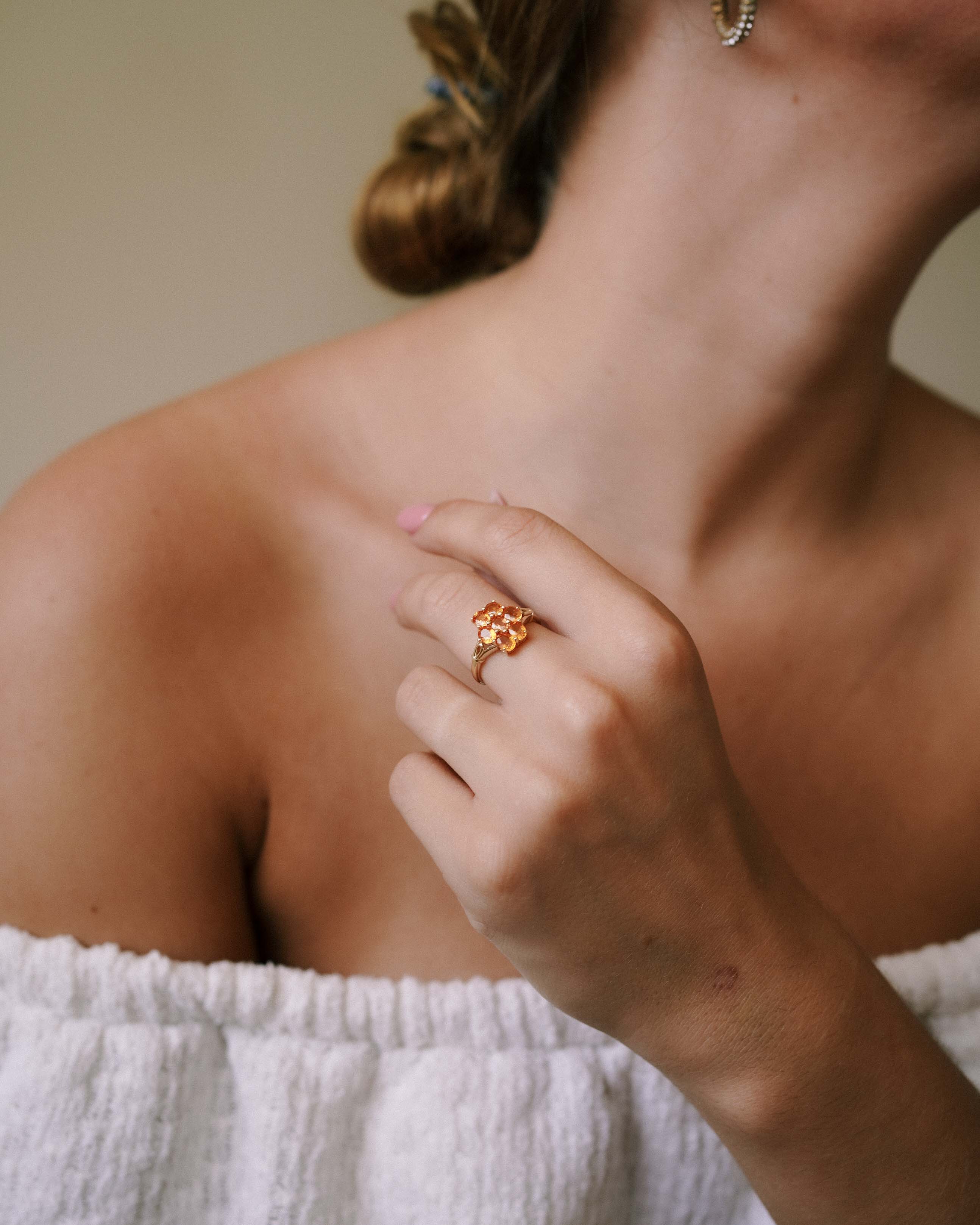 Meja | Vintage Oranje Saffier Cluster Ring