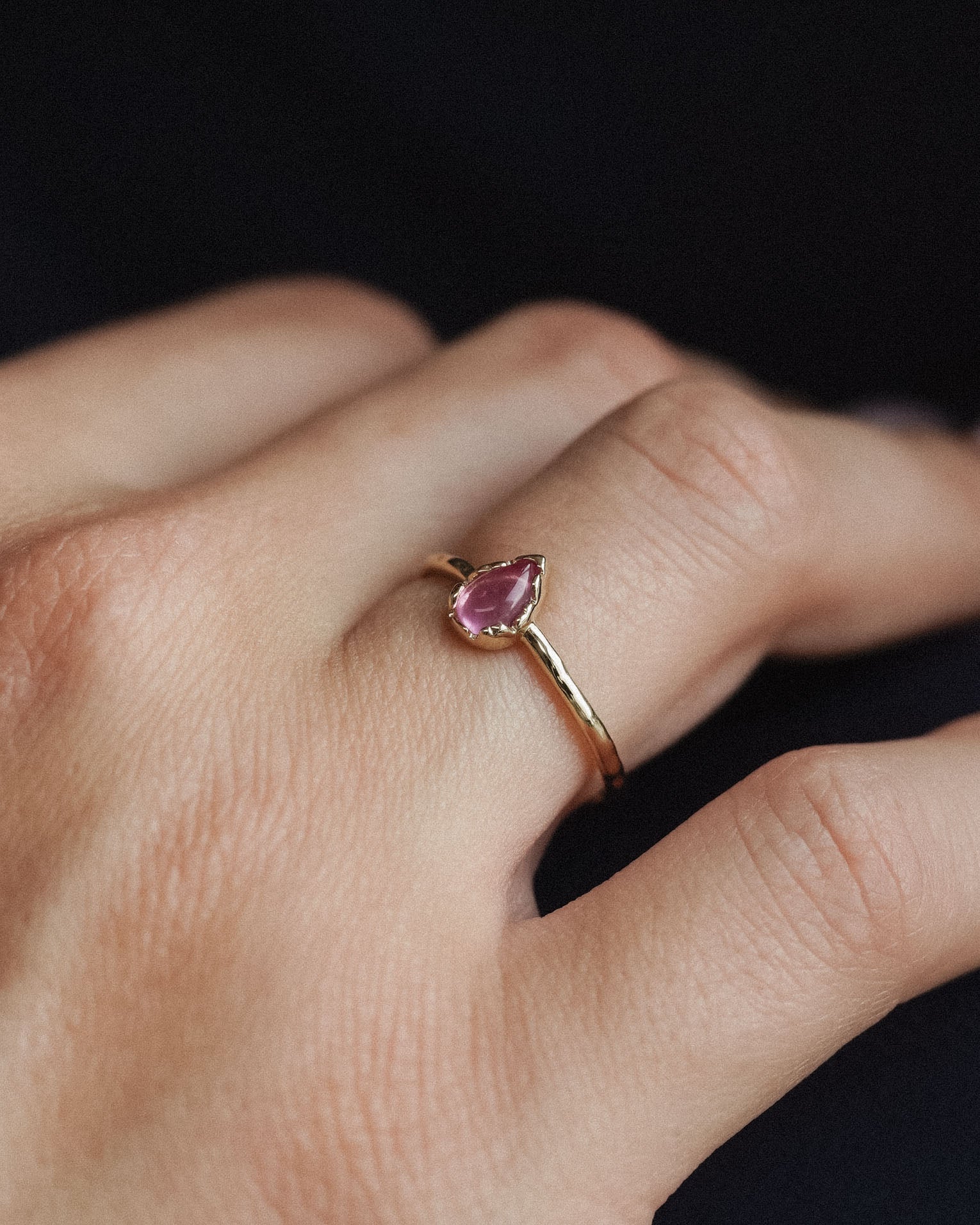 Lysandra | 14K Toermalijn Solitair Pear Cut Ring
