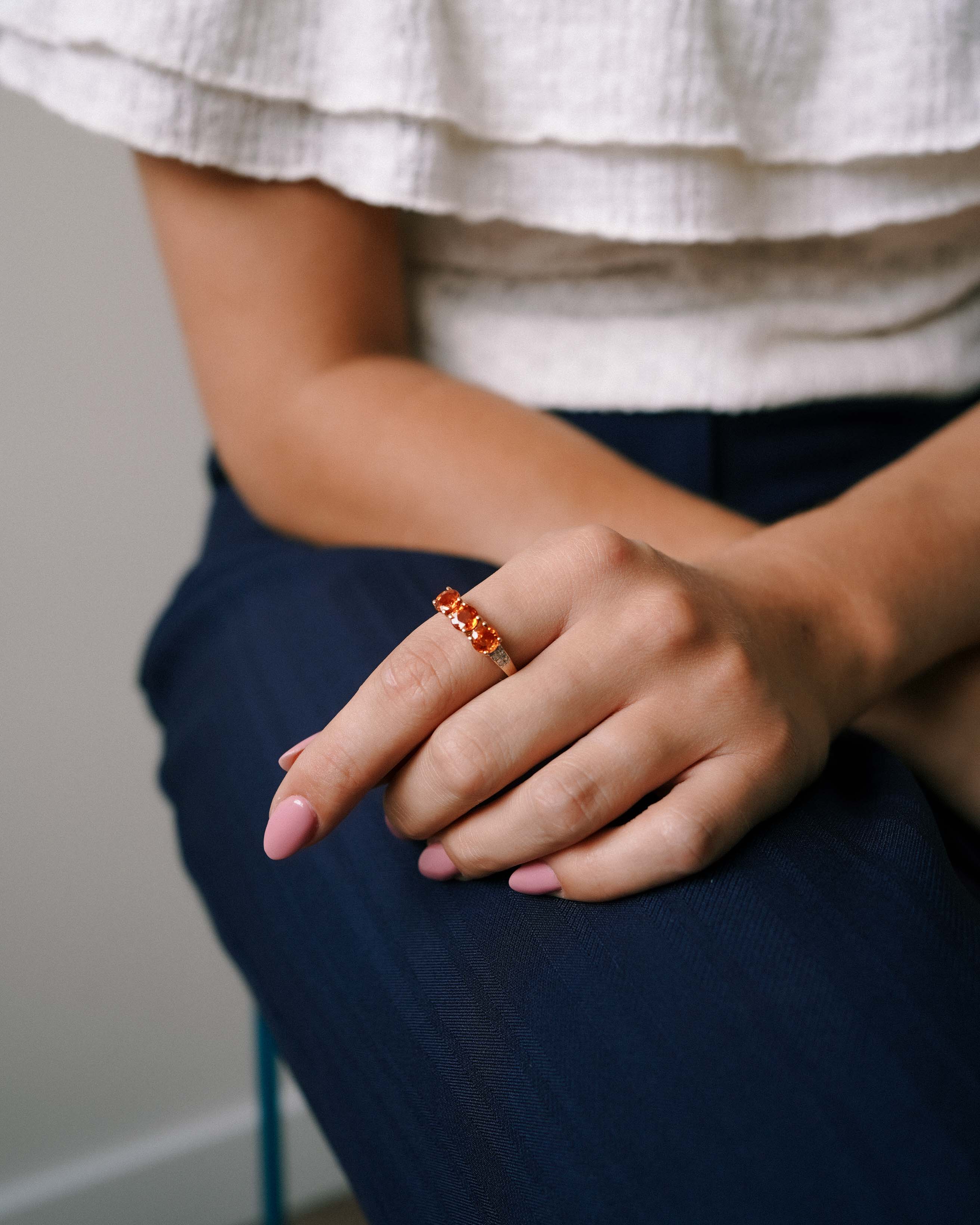 Amé | Vintage Oranje Saffier & Diamant Ring