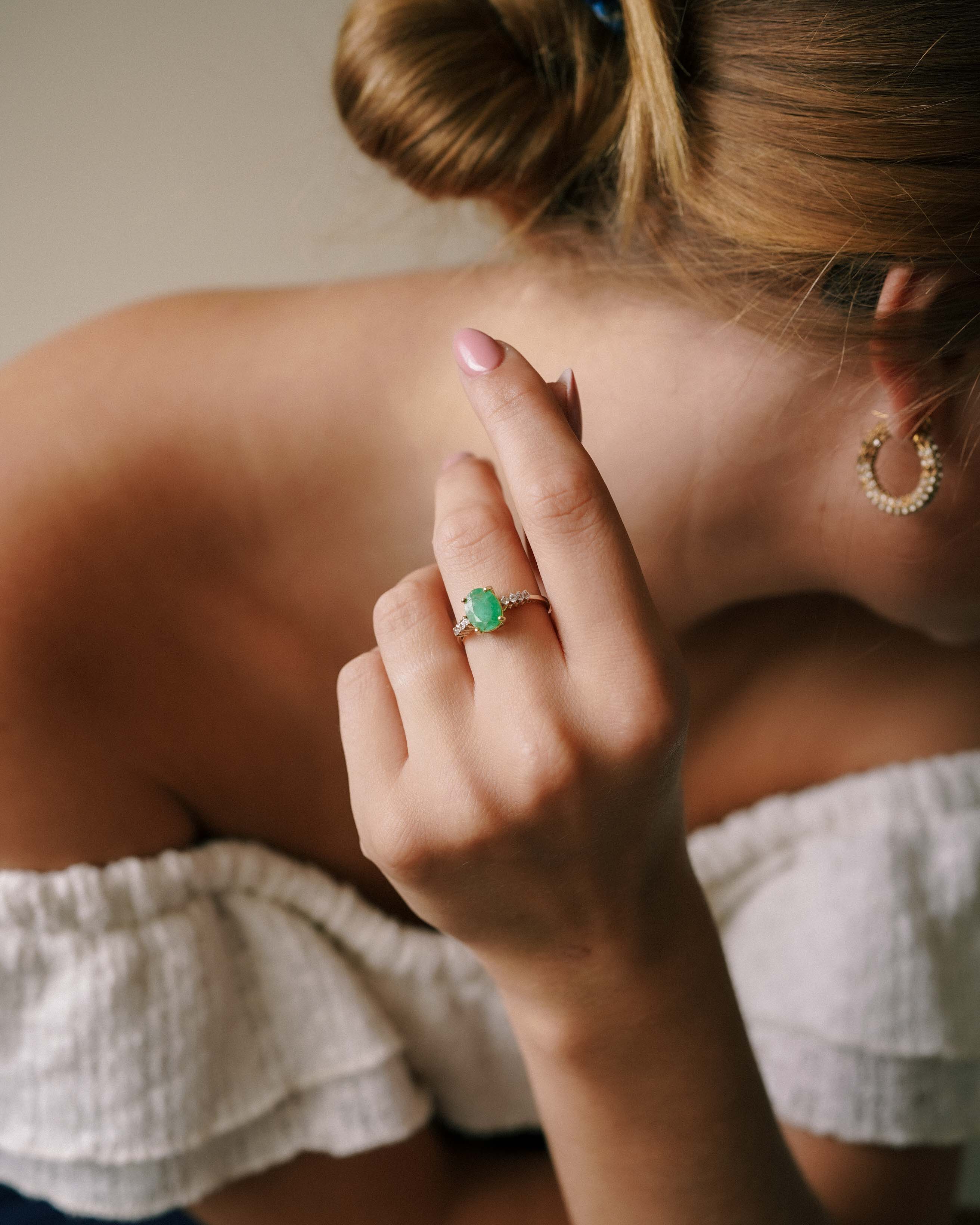 Cleo | Vintage Smaragd & Witte Saffier Ring