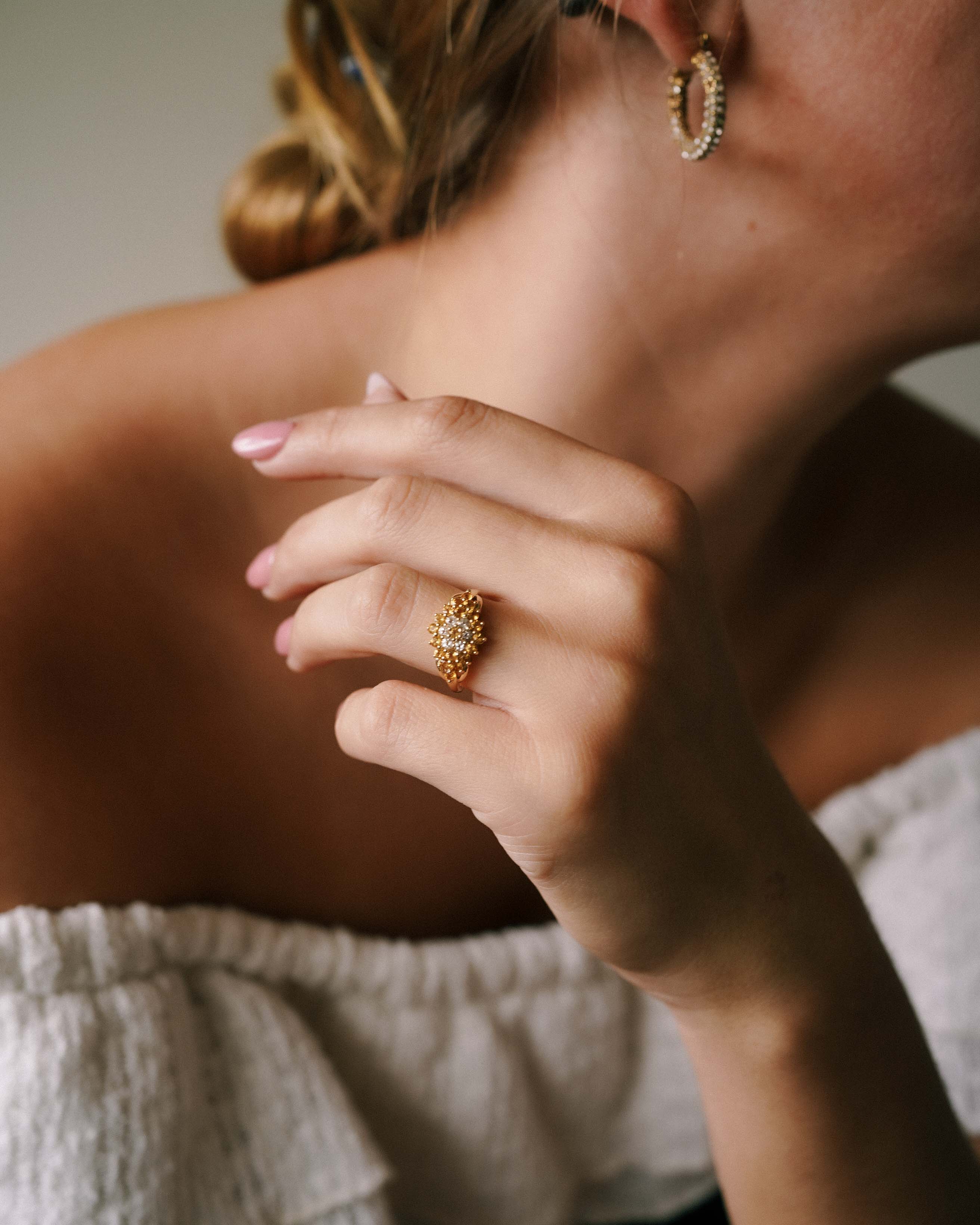 Fien | Vintage Citrien & Witte Saffier Ring