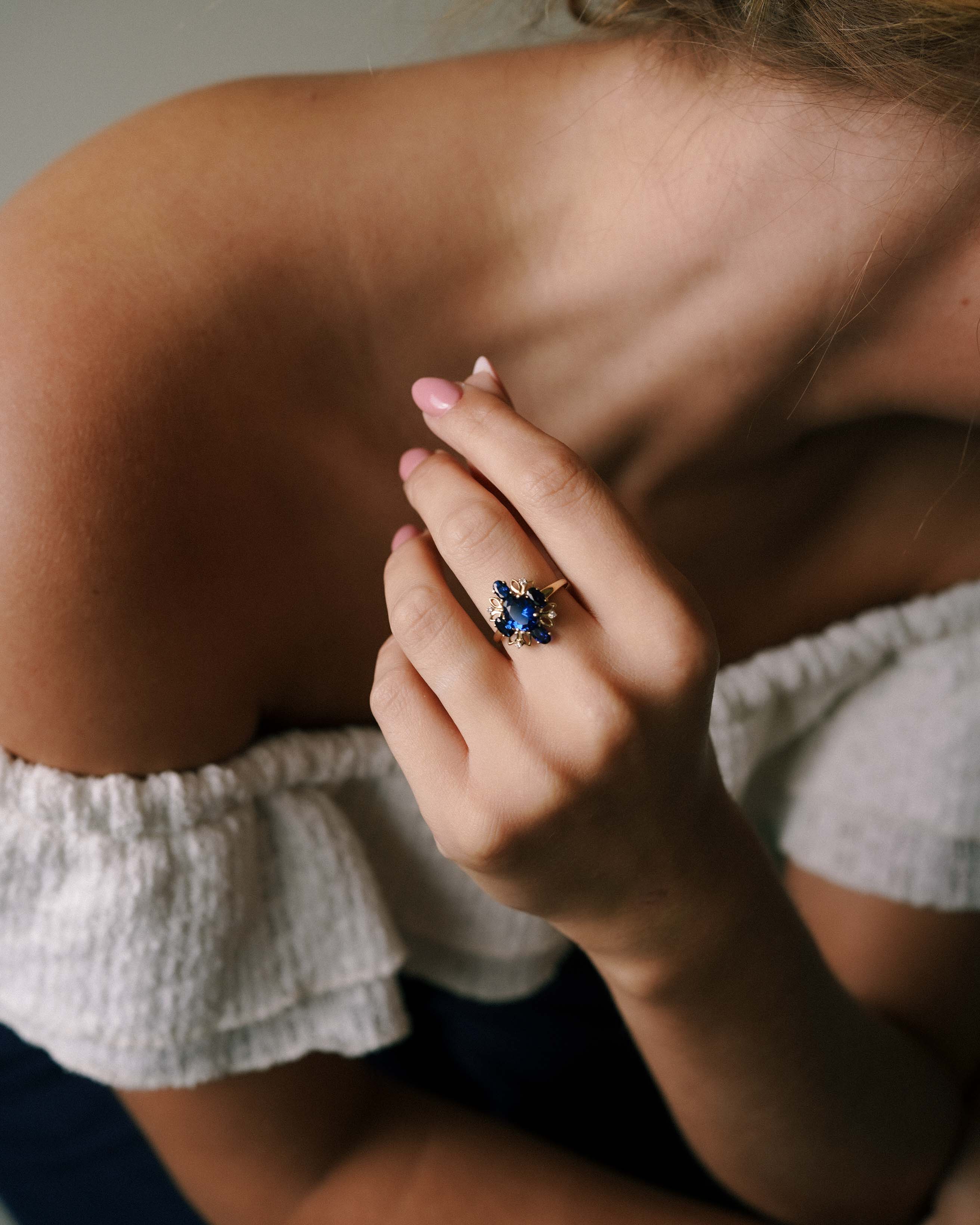 Ninon | Vintage Statement Saffier & Diamant Dress Ring