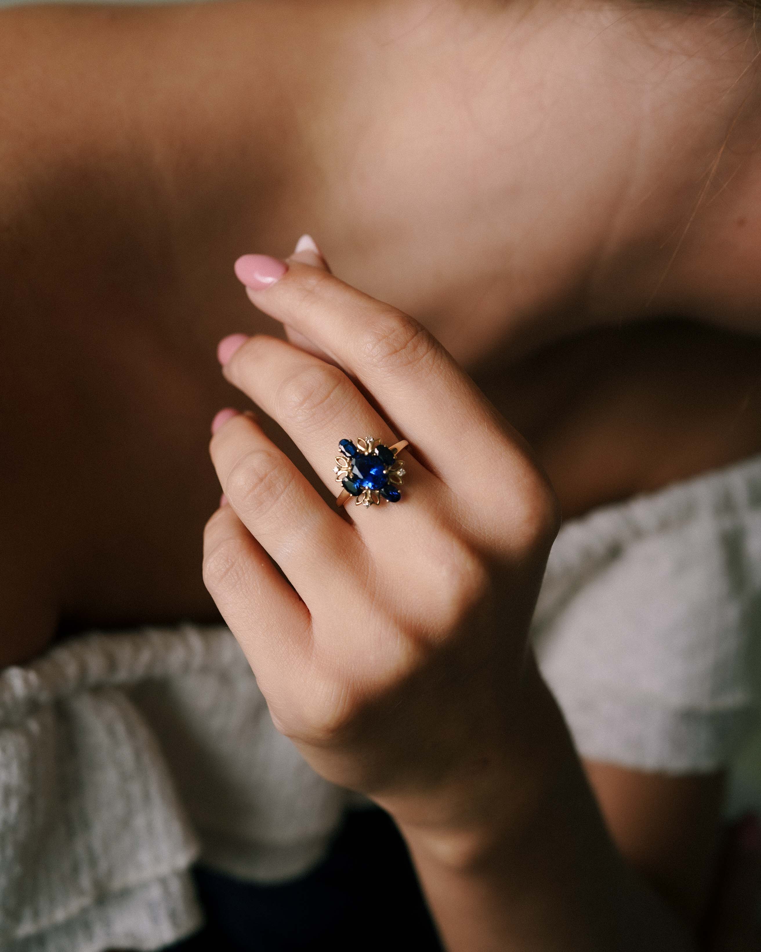 Ninon | Vintage Statement Saffier & Diamant Dress Ring