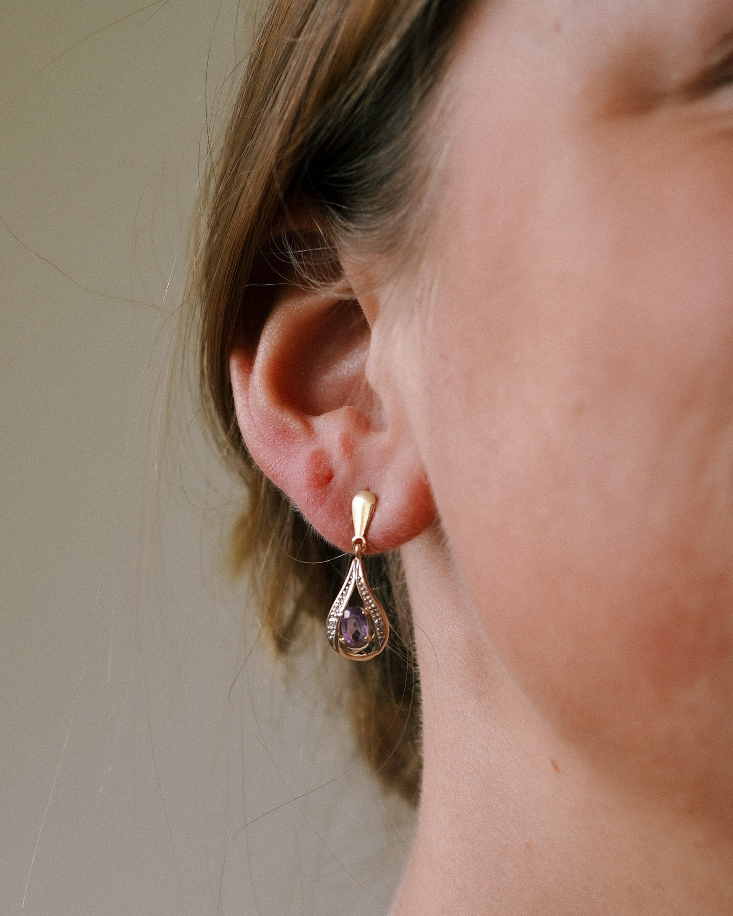 Veli | Vintage Amethist & Diamant Oorbellen