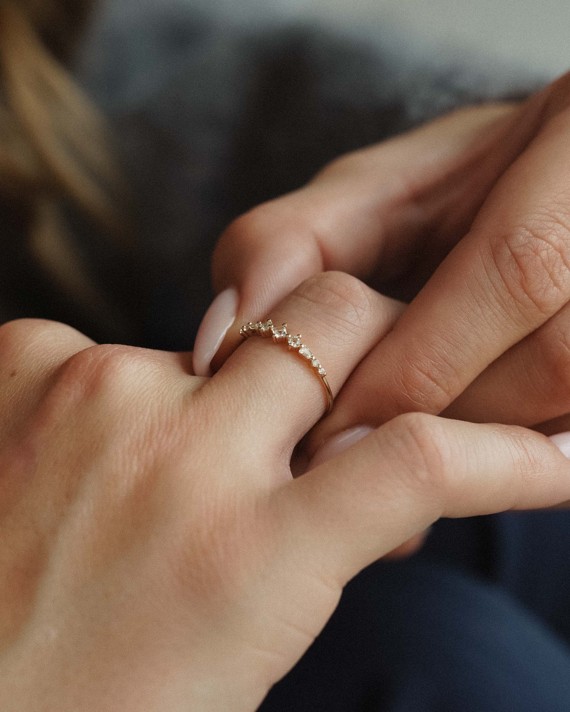 Evadne | 14K Witte Topaas Stacking Ring
