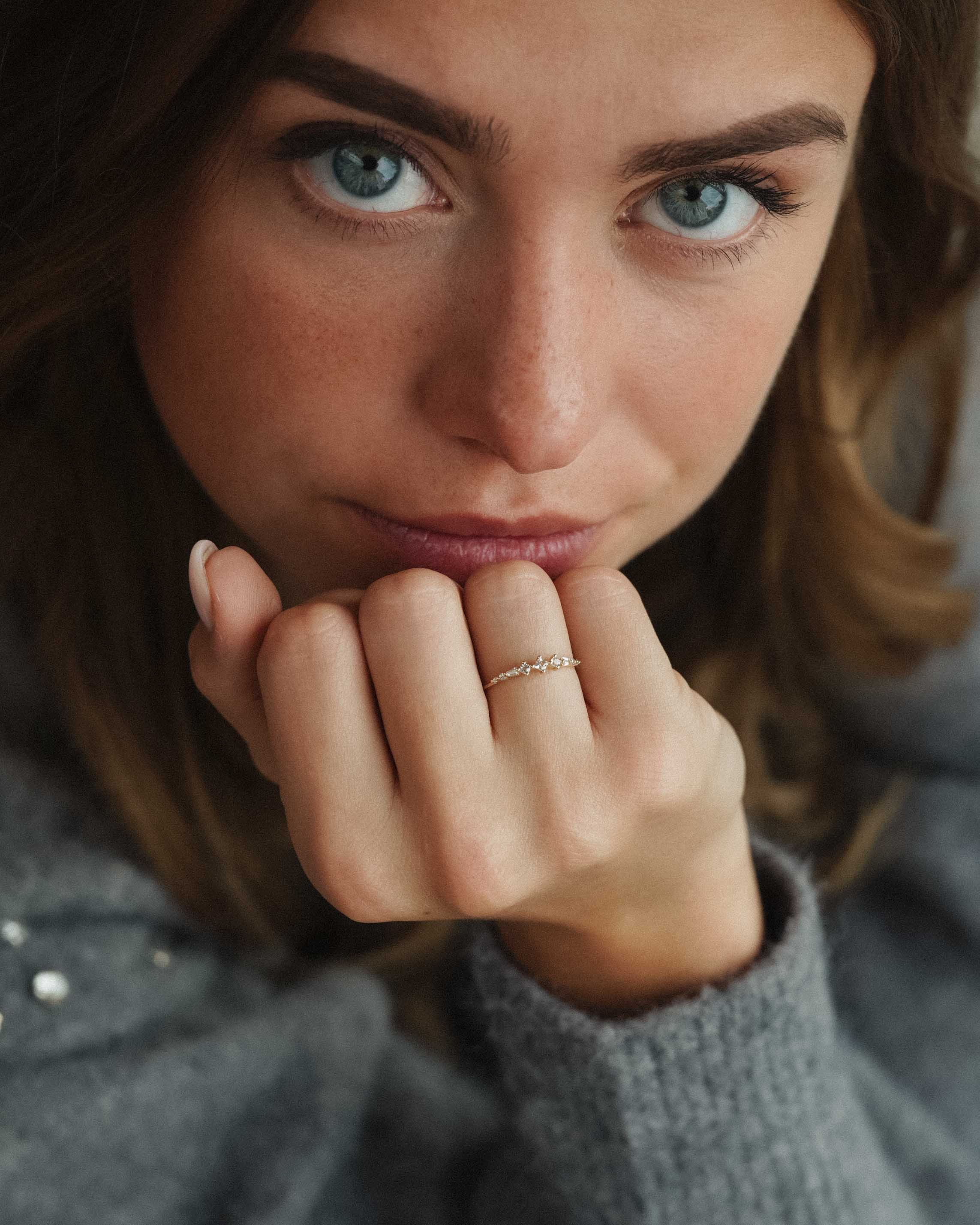 Evadne | 14K Witte Topaas Stacking Ring