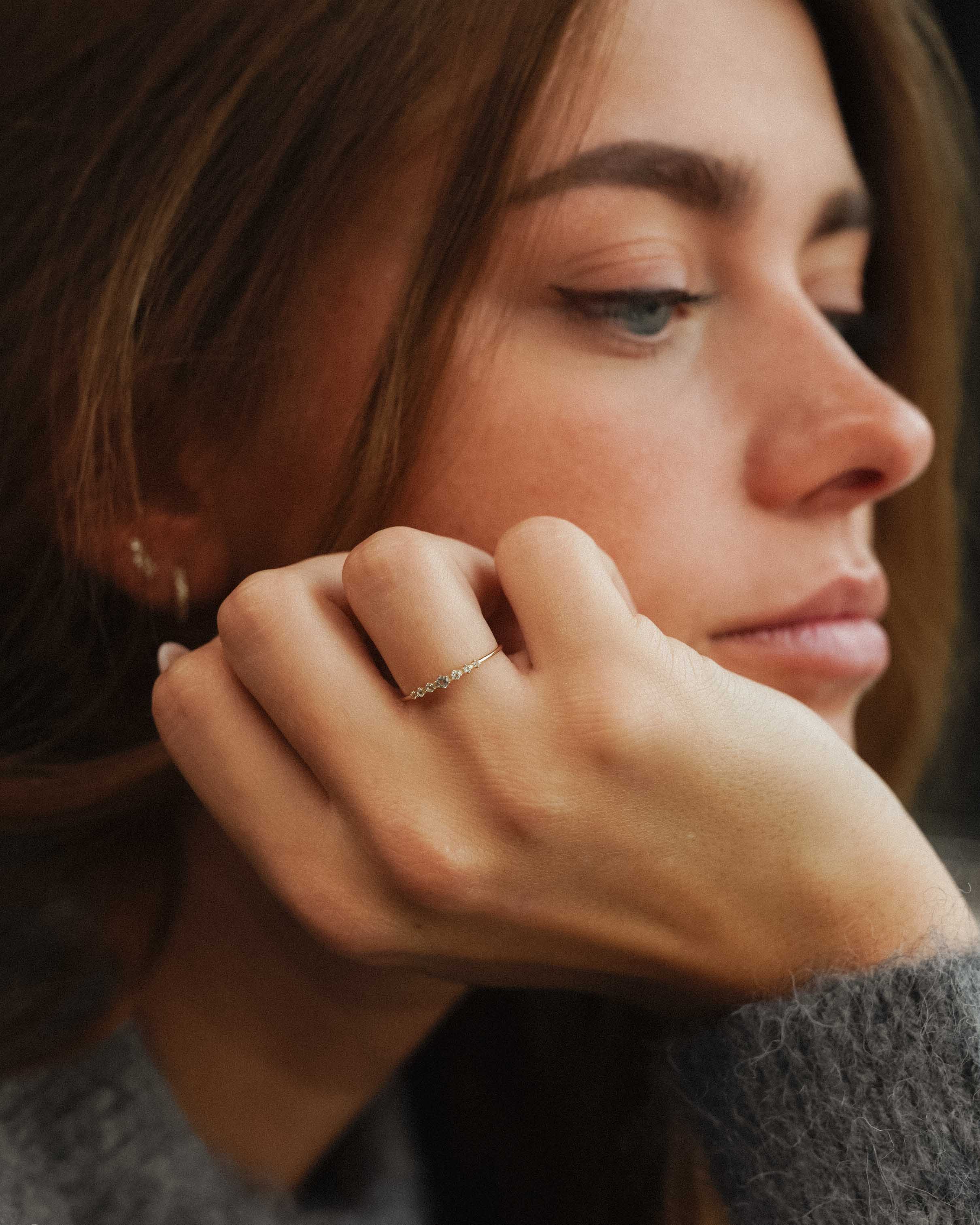 Celine | 14K Blauwe Topaas Stacking Ring