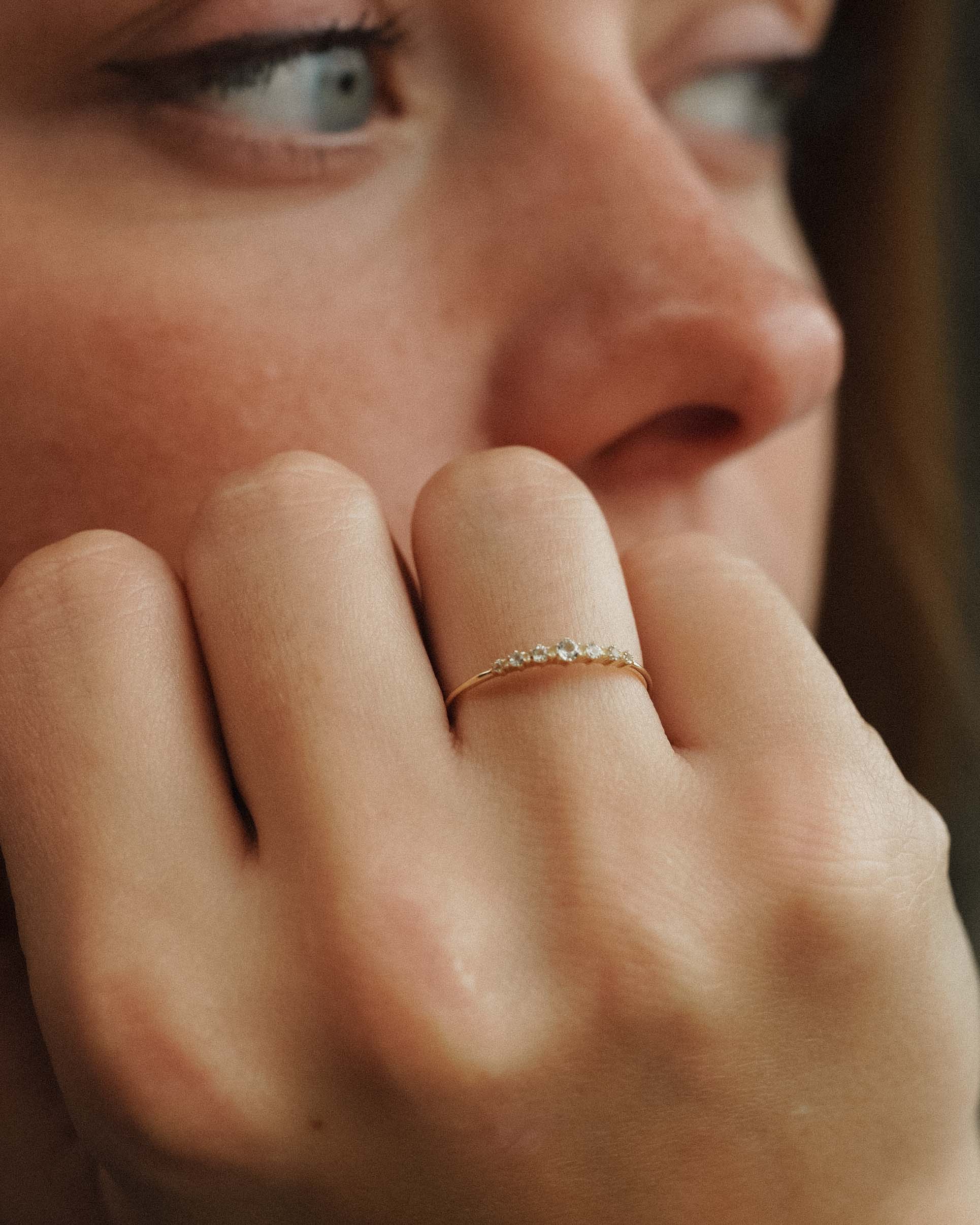 Celine | 14K Blauwe Topaas Stacking Ring