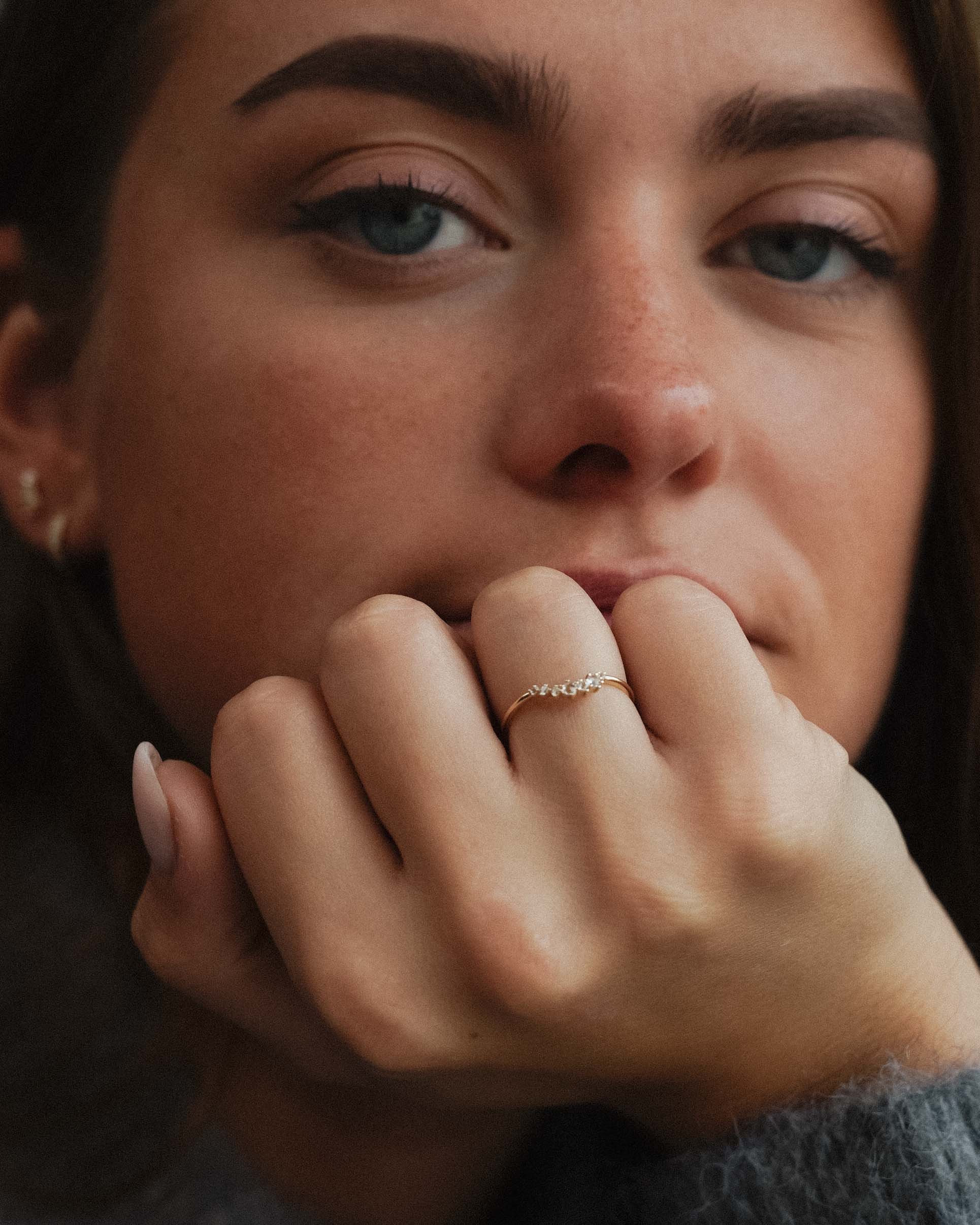 Sylara | 14K Witte Saffier Pavé Ring