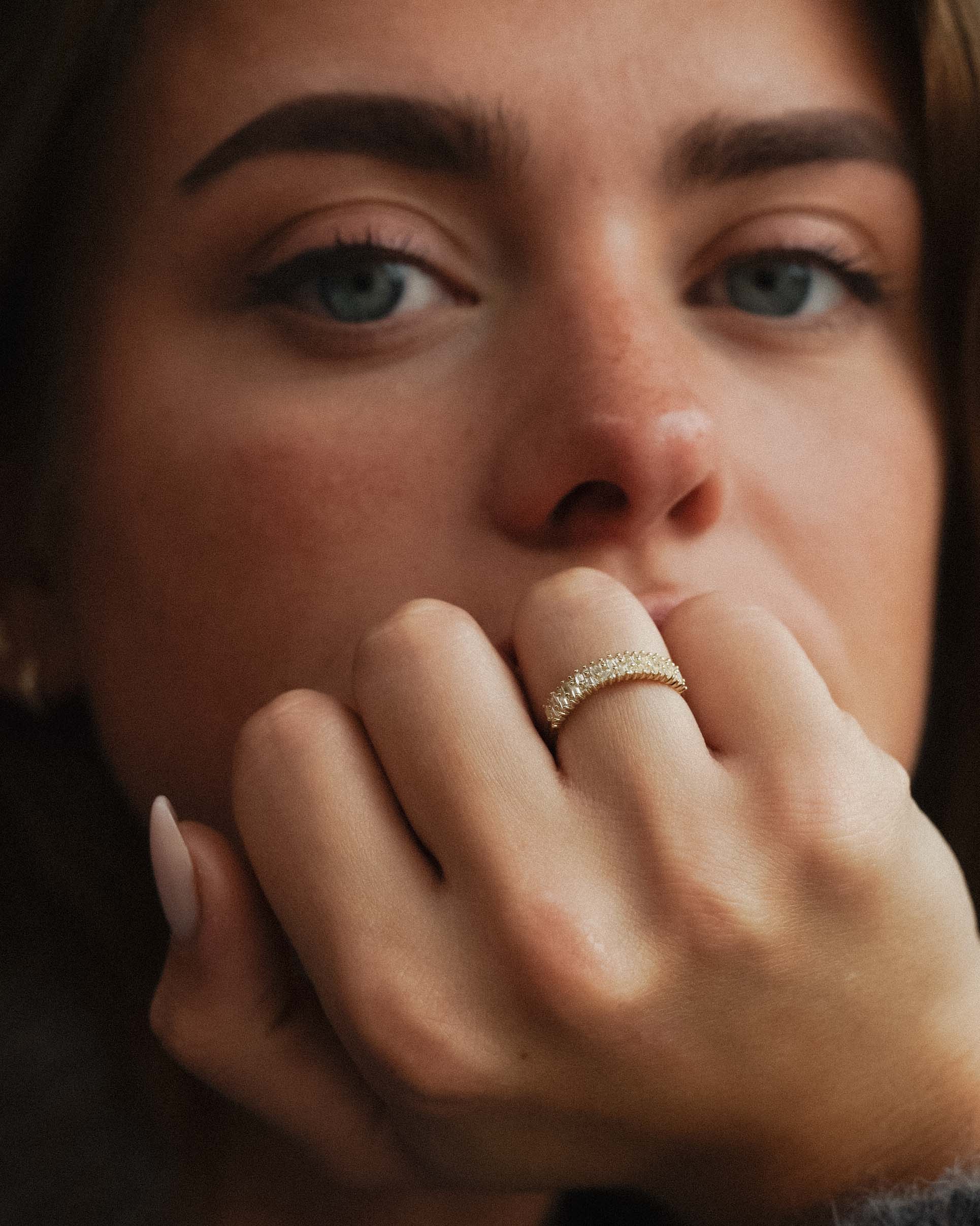 Althea | 14K Witte Topaas Baguette Statement Ring