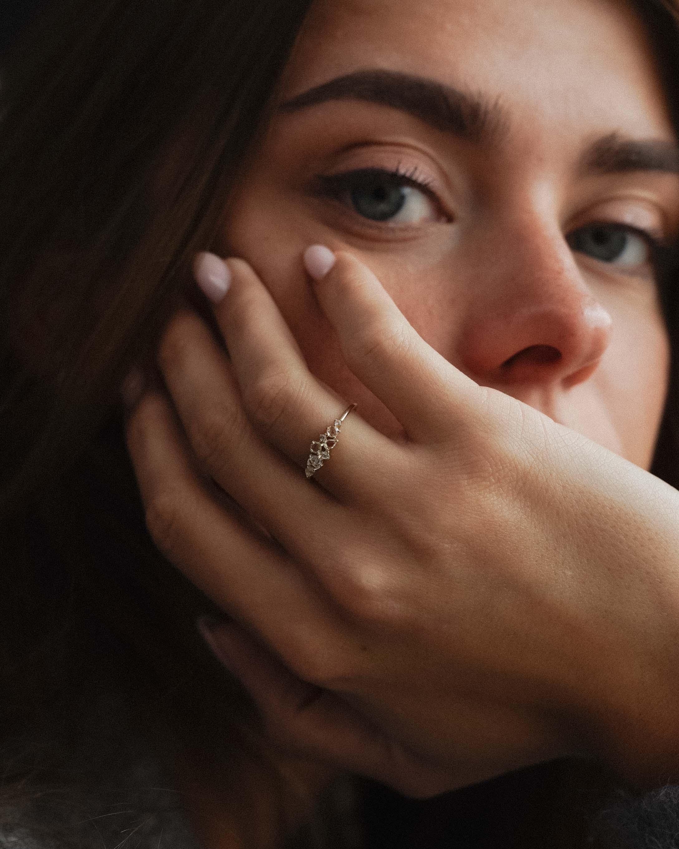 Elysia | 14K Witte Saffier Cluster Ring