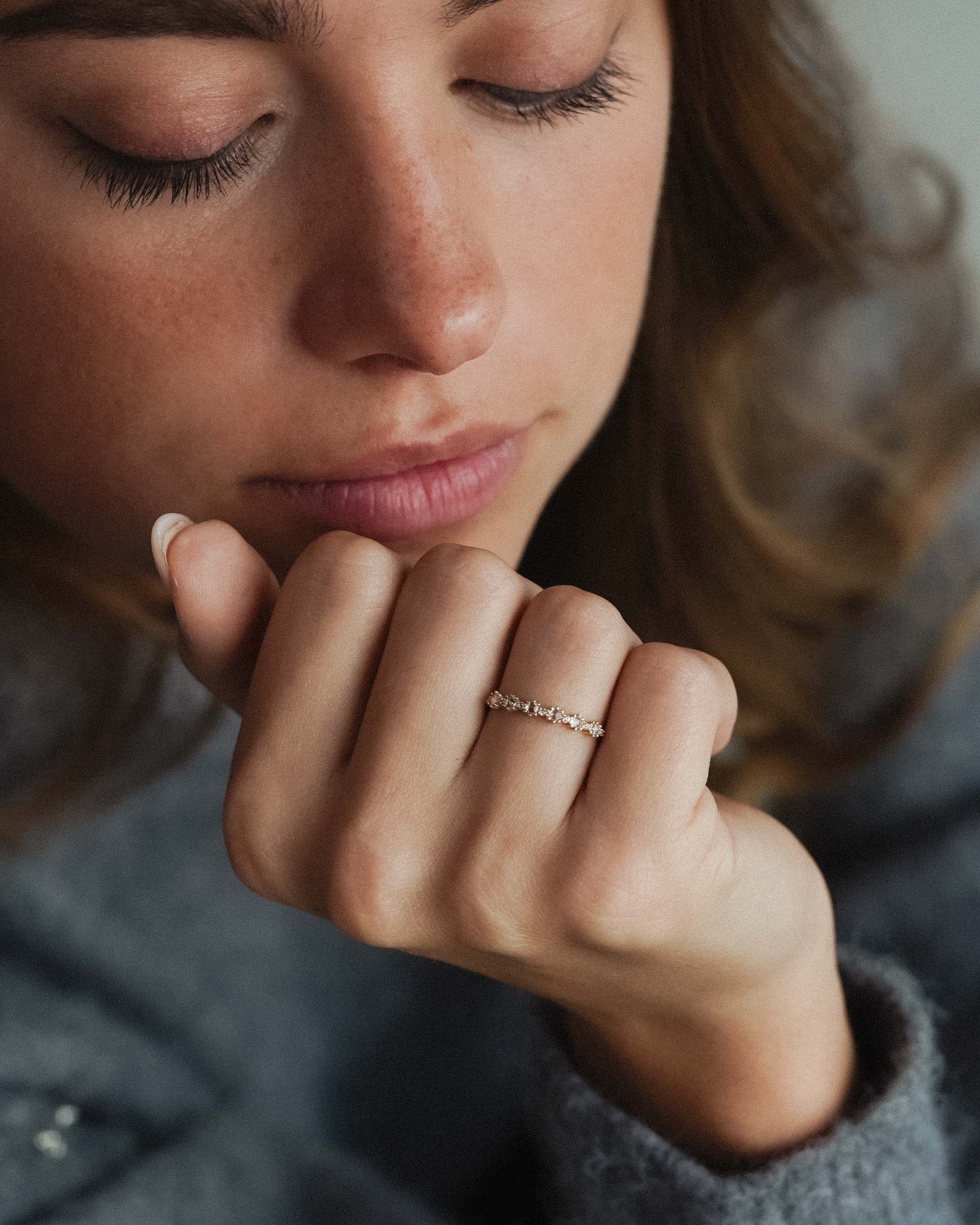 Calista | 14K Witte Saffier Pavé Ring
