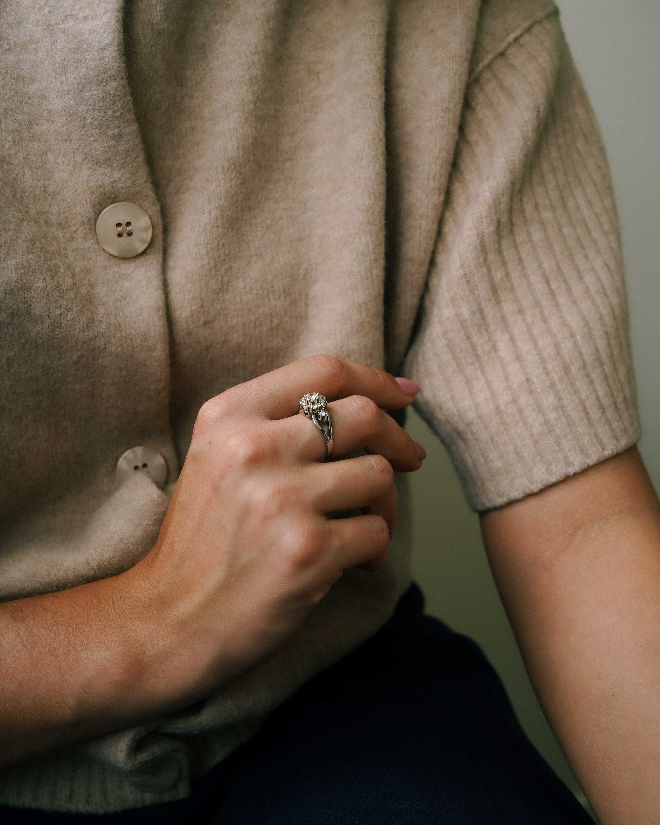 Elien | 14K Wit Goud Briljant (1ct) Cluster Ring