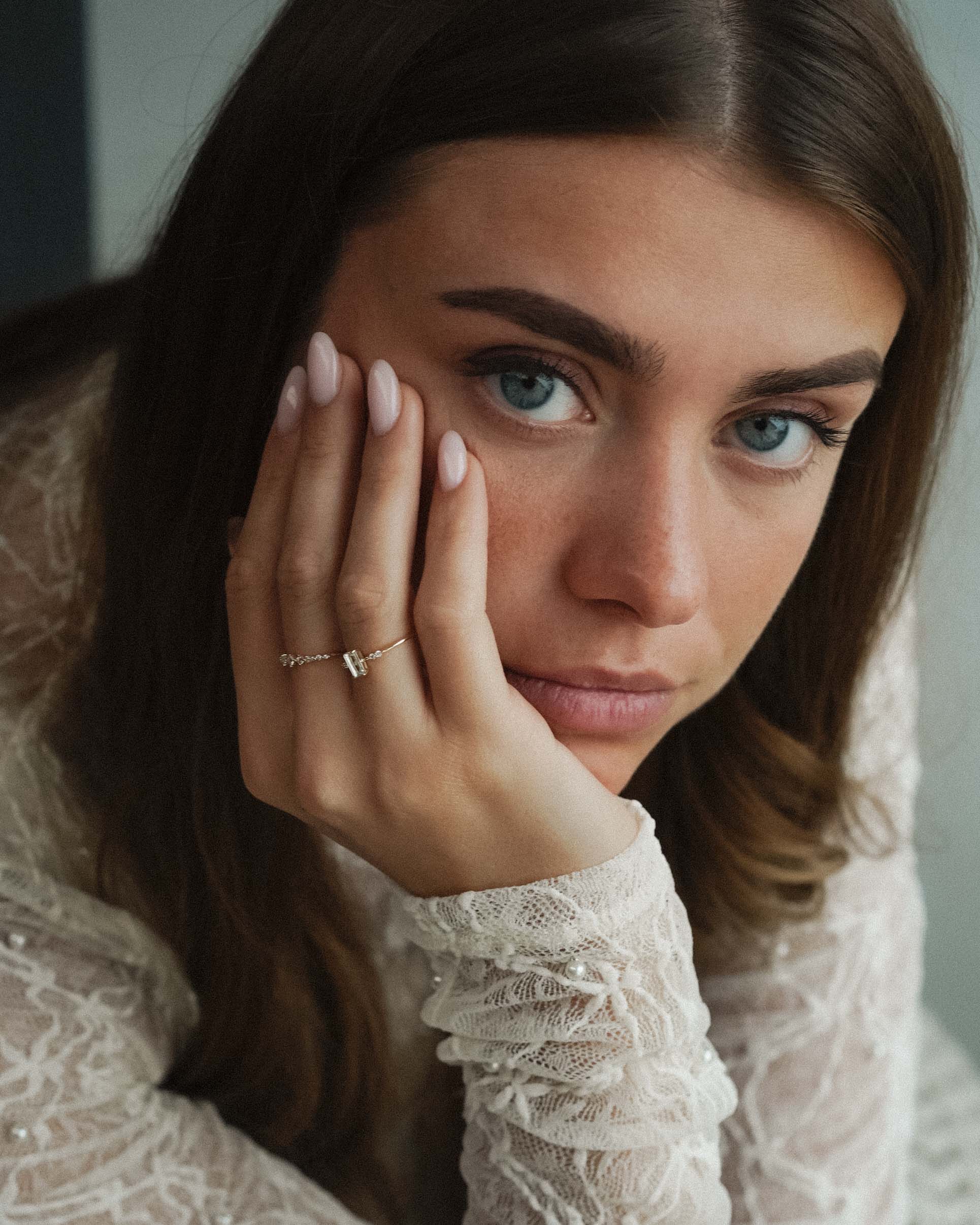 Novalie | 14K Aquamarijn Baguette Solitaire & Diamant Details Ring