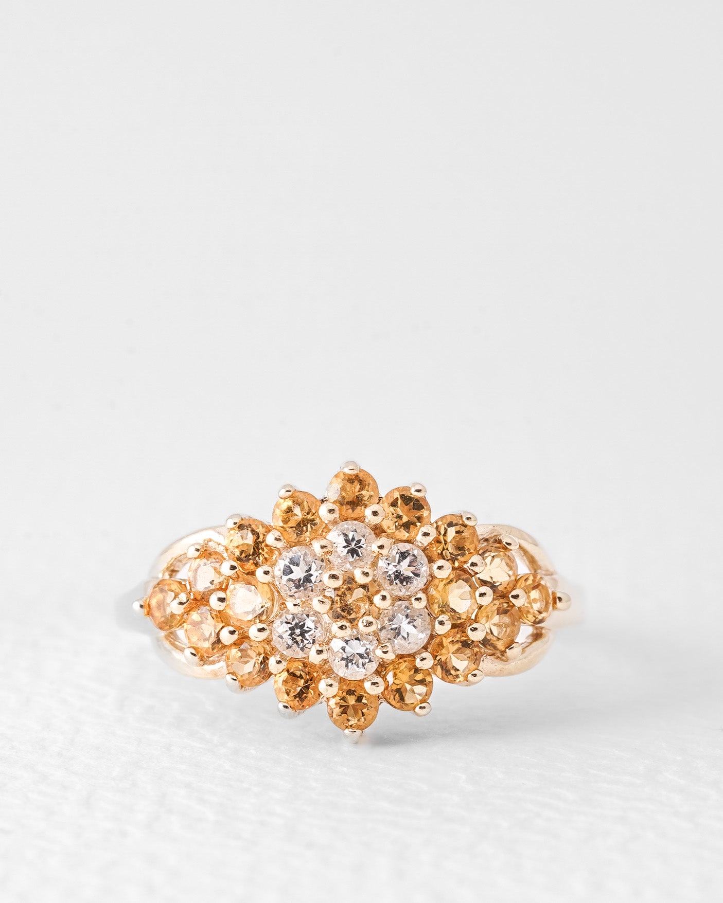 Fien | Vintage Citrien & Witte Saffier Ring