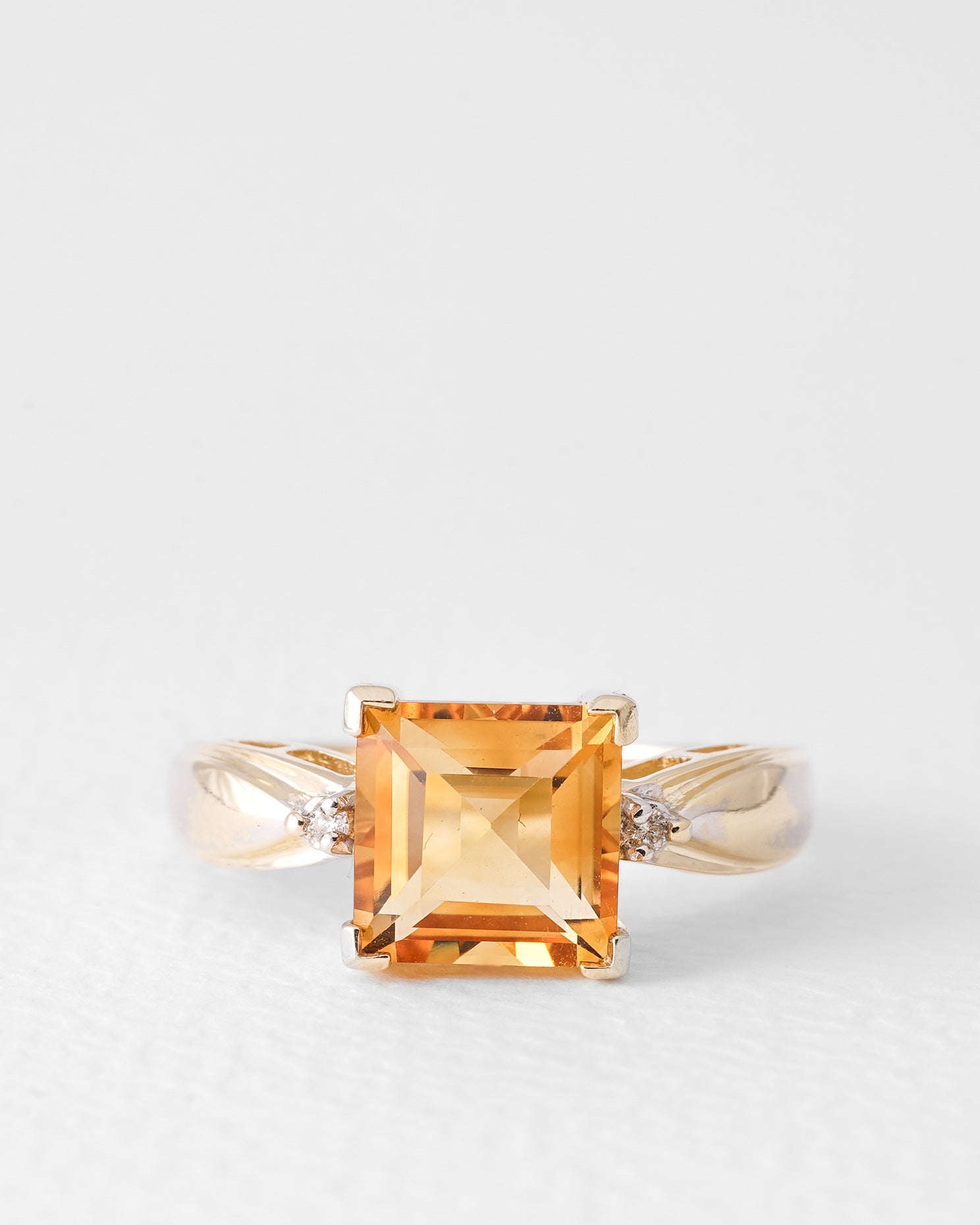 Daya | Vintage Twee Tonige Citrien & Diamant Ring
