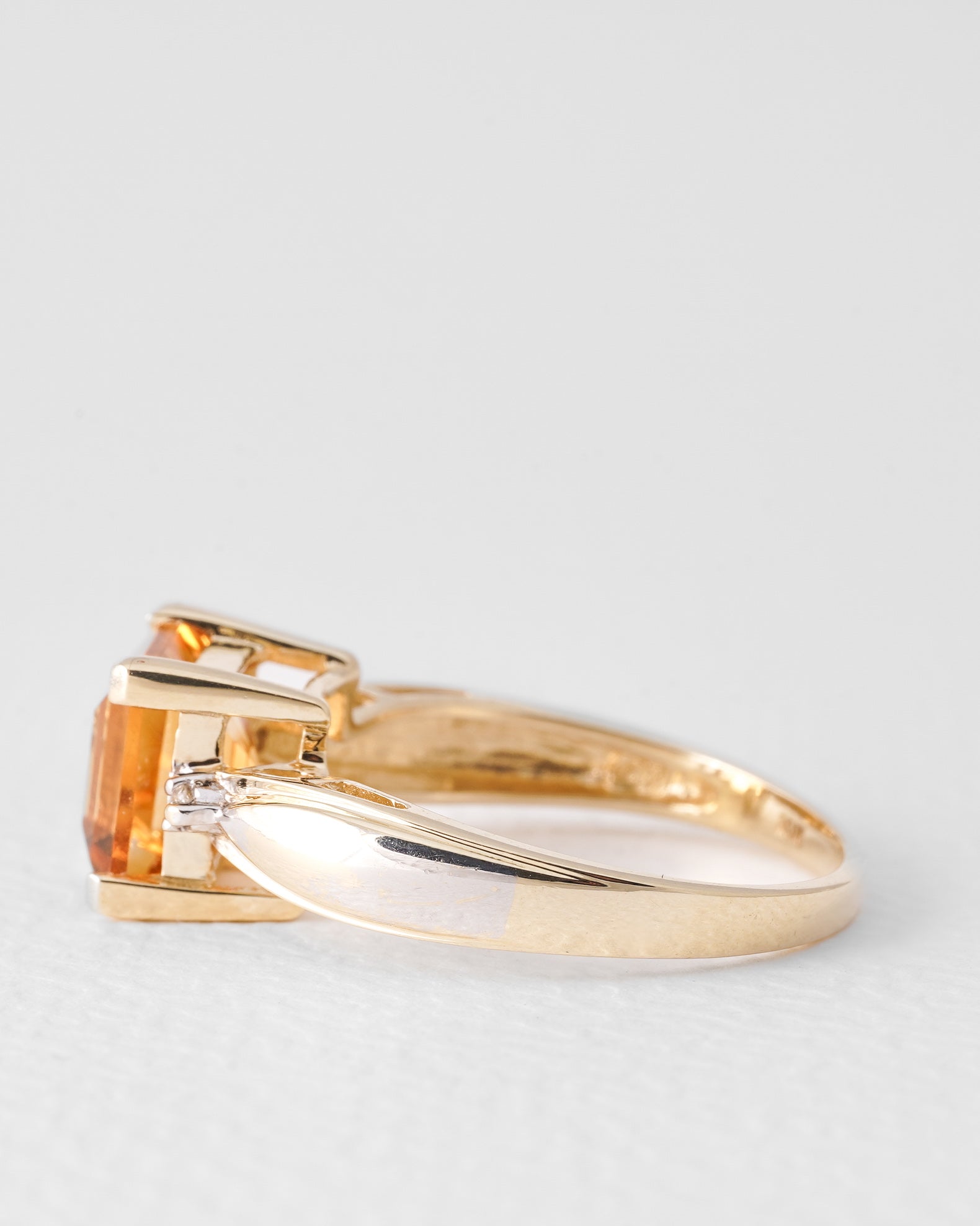 Daya | Vintage Twee Tonige Citrien & Diamant Ring