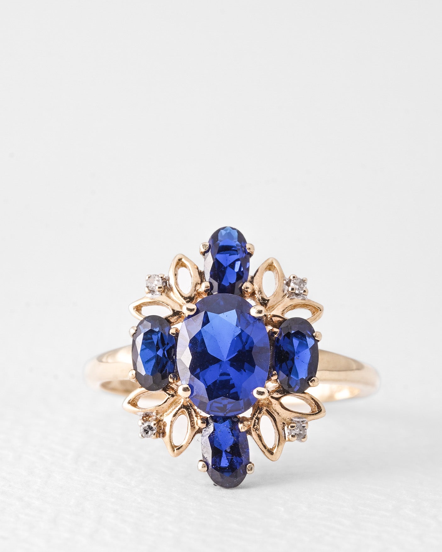 Ninon | Vintage Statement Saffier & Diamant Dress Ring