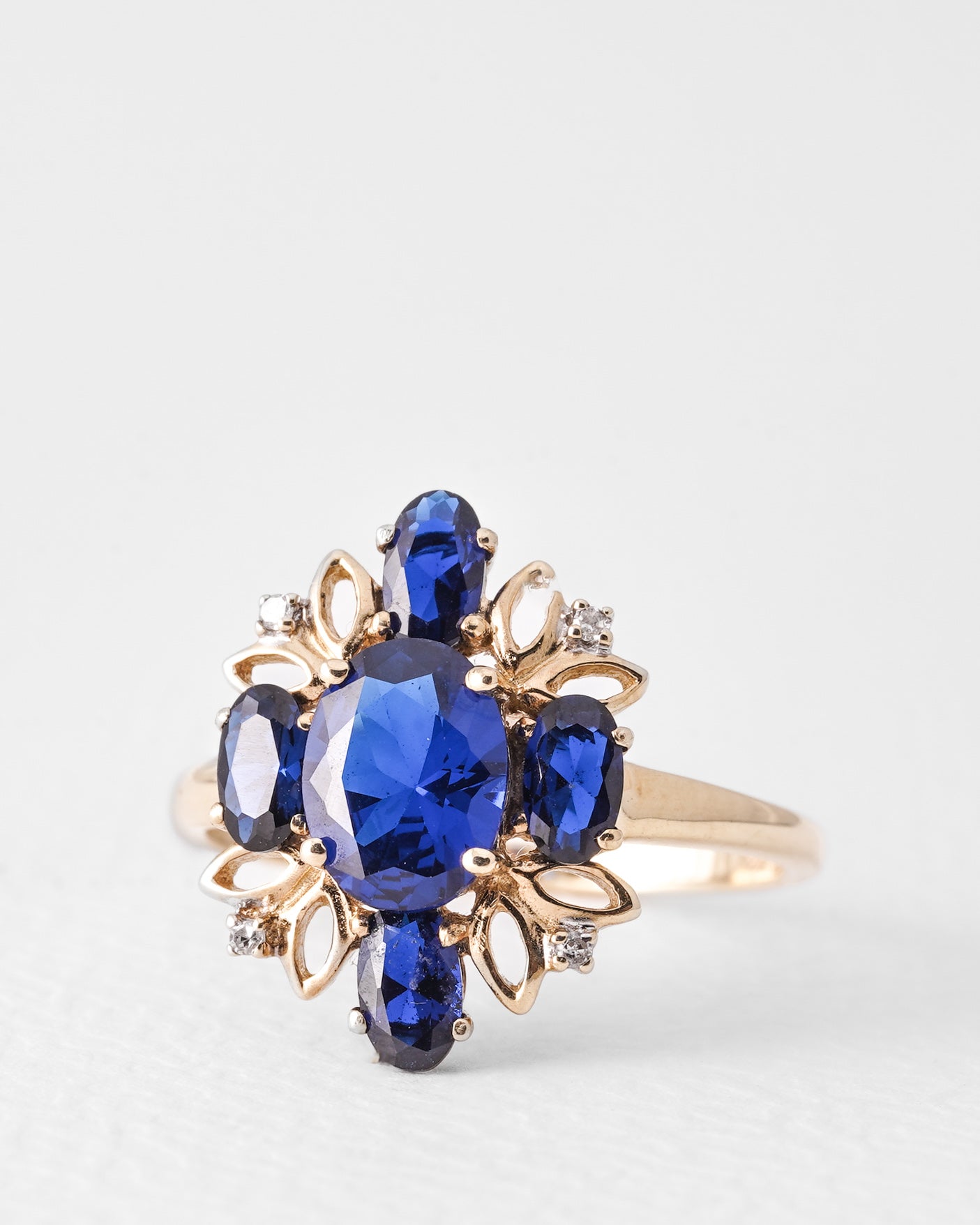 Ninon | Vintage Statement Saffier & Diamant Dress Ring